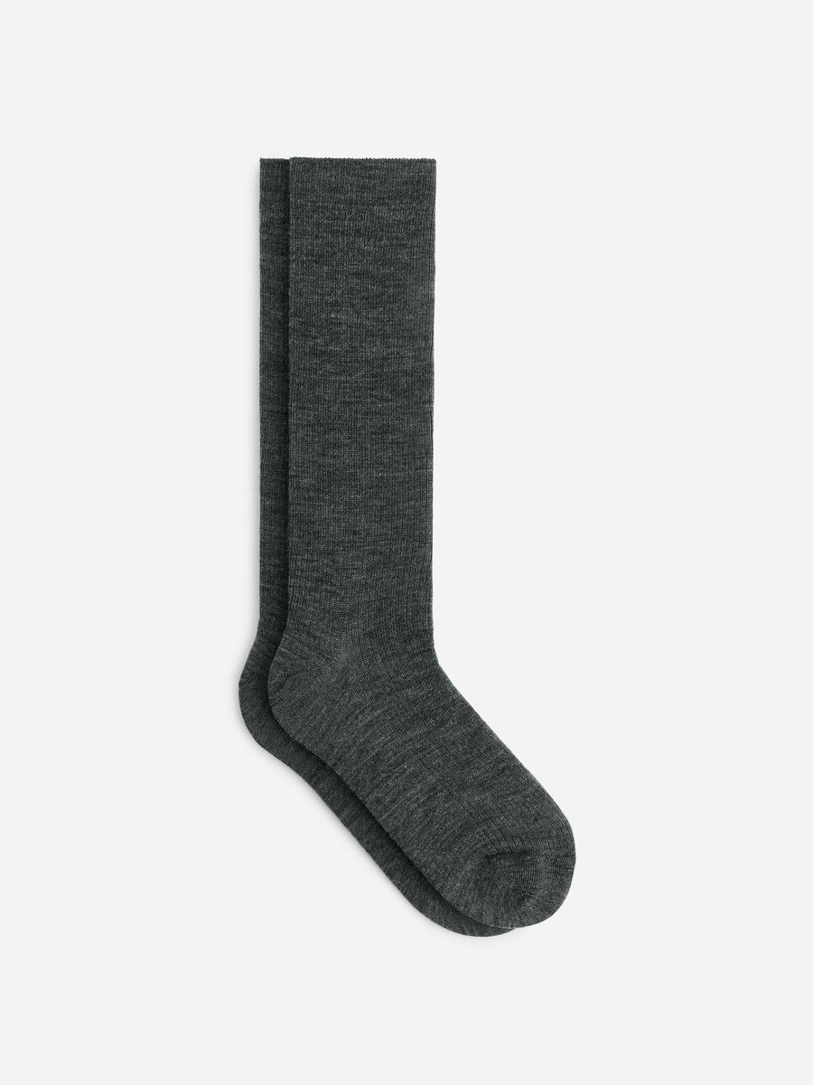 Gerippte Socken aus Wollmischung-#9C9EA5-6007