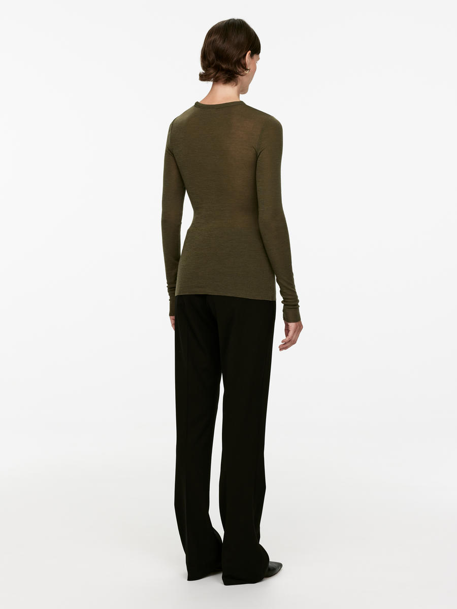 Long-Sleeved Merino Top-#5E5648-12712