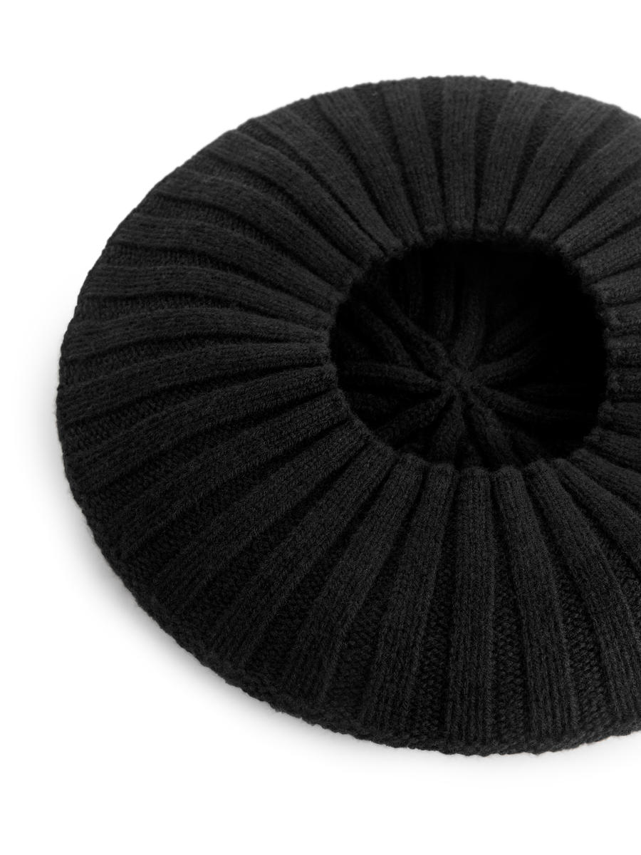 Rib-Knitted Wool Beret - Black - Women - 1240792001