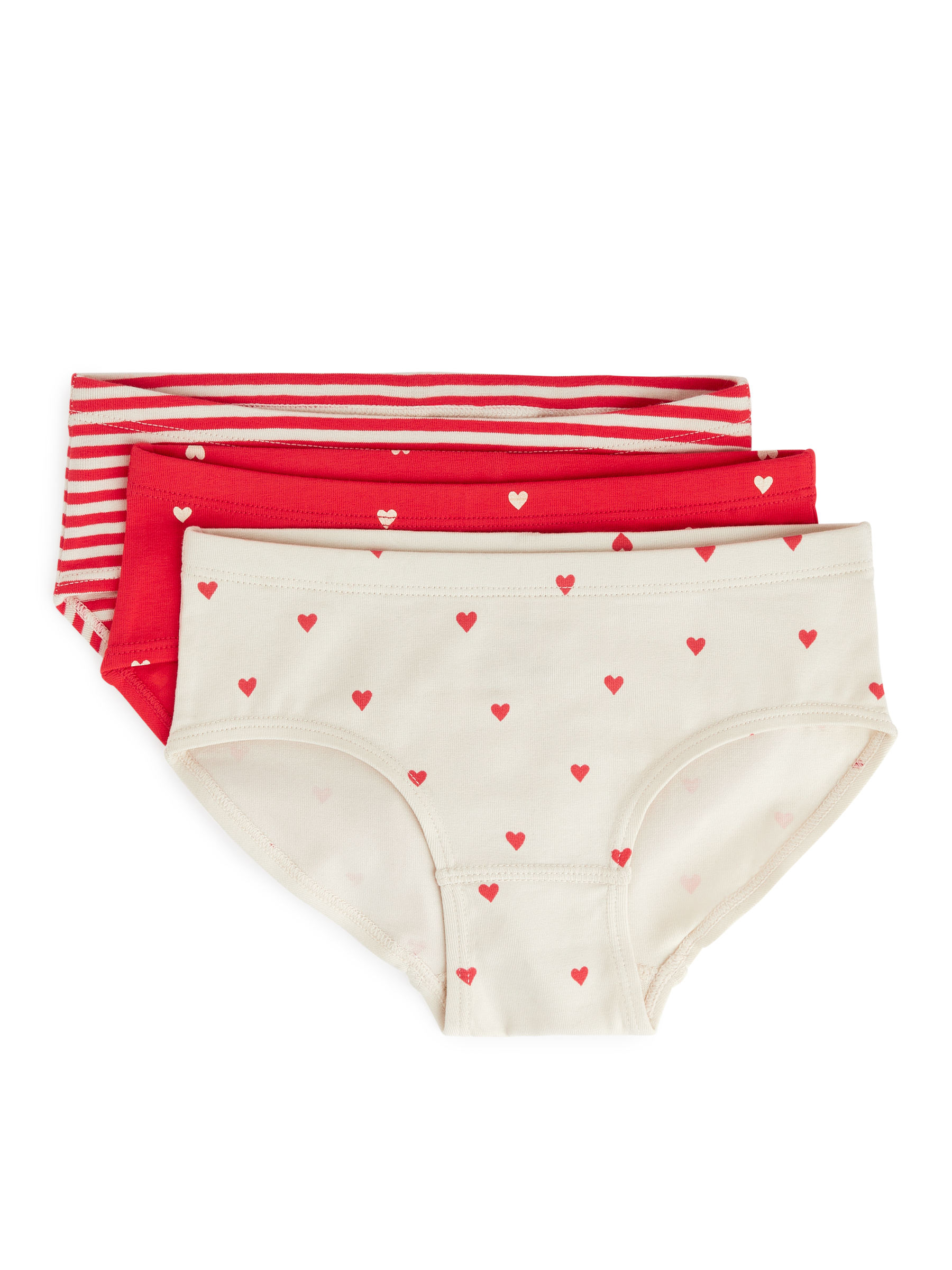 Cotton Jersey Briefs Set of 3 - Red/Off White - Regular fit - Children - StillMedia/DescriptiveStillLife - 4