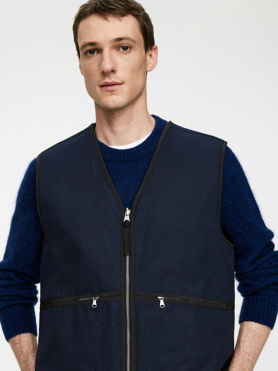 Reversible Quilted Vest - Dark Blue - Regular fit - Men - 1236652003