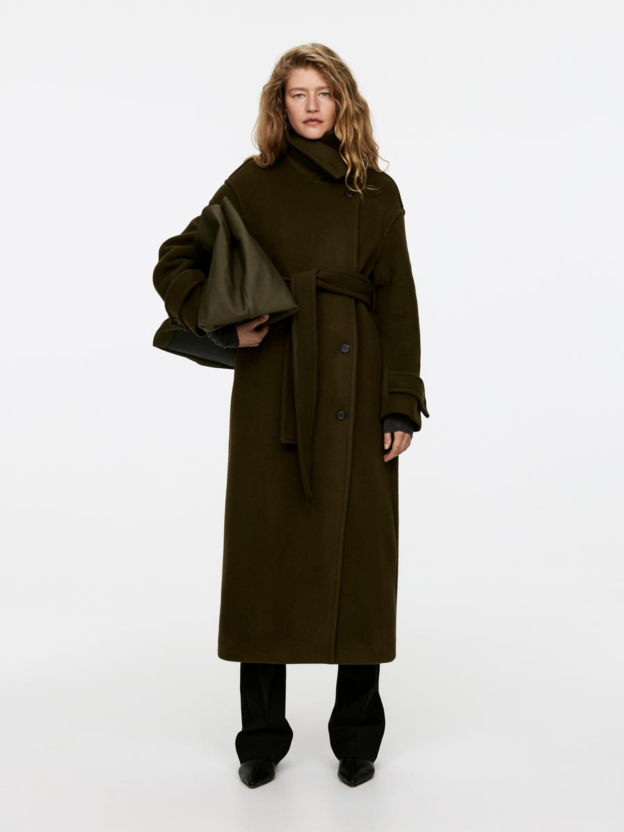 Oversized Wool Blend Coat Khaki Green Women ARKET NL