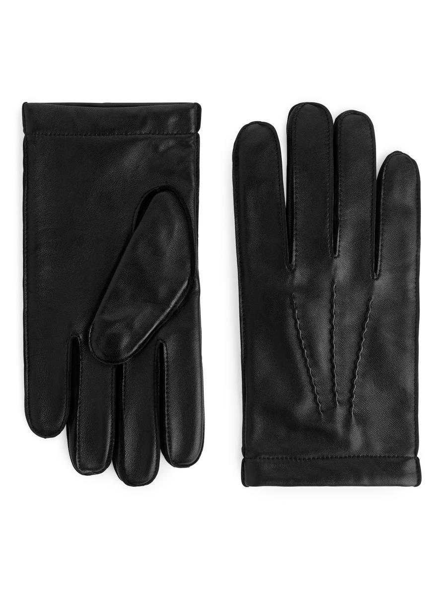 Wool Lined Leather Gloves-#272628-13476