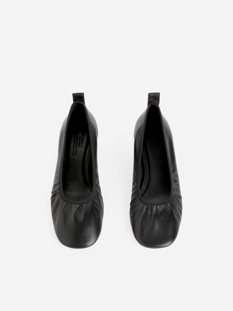 Heeled Leather Ballerinas-#272628-13132