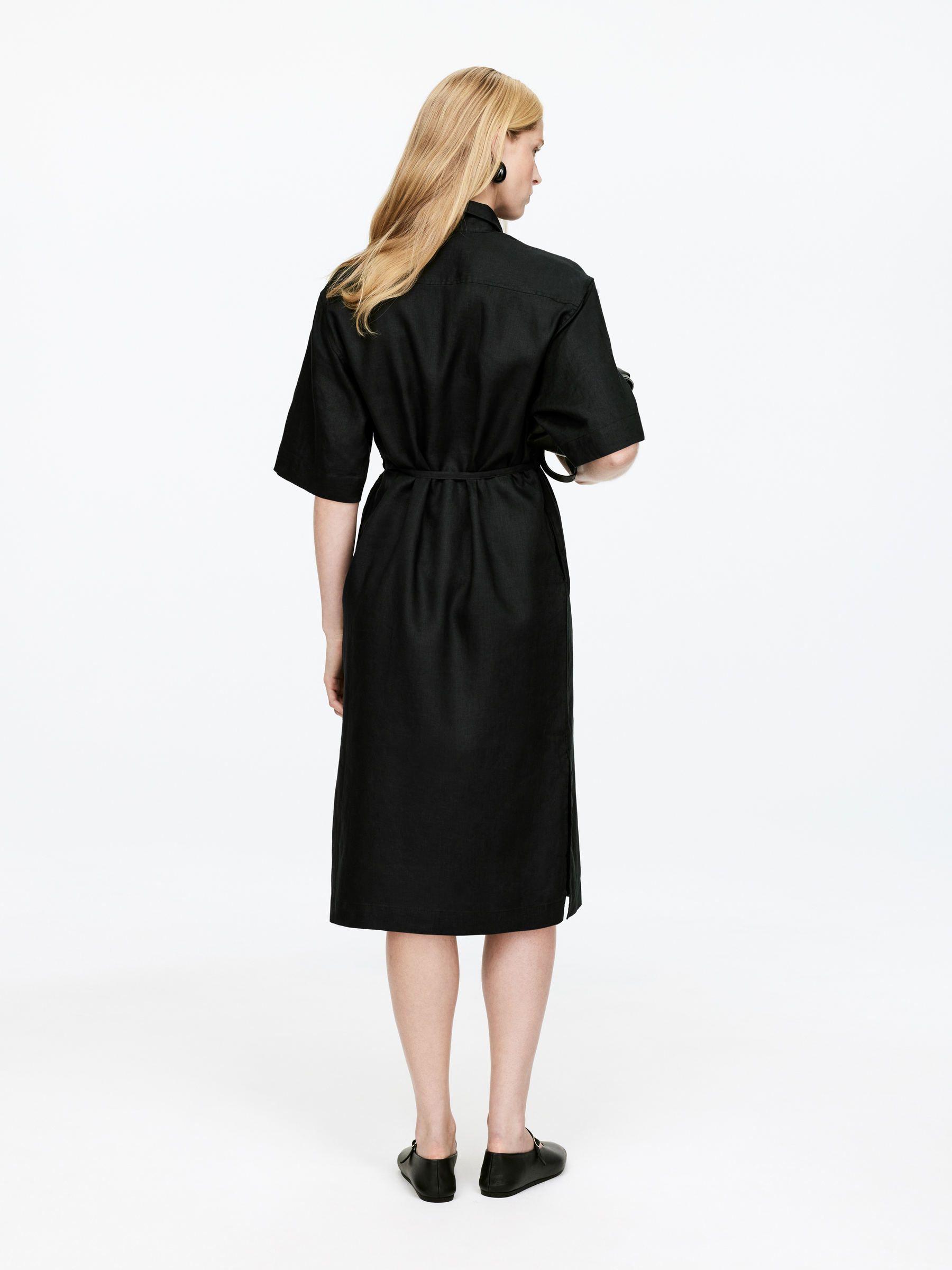 Linen Shirt Dress - Black - Regular fit - Women - StillMedia/Lookbook - 5