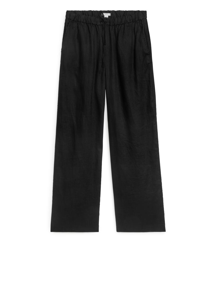 Linen Drawstring Trousers-#272628-1507