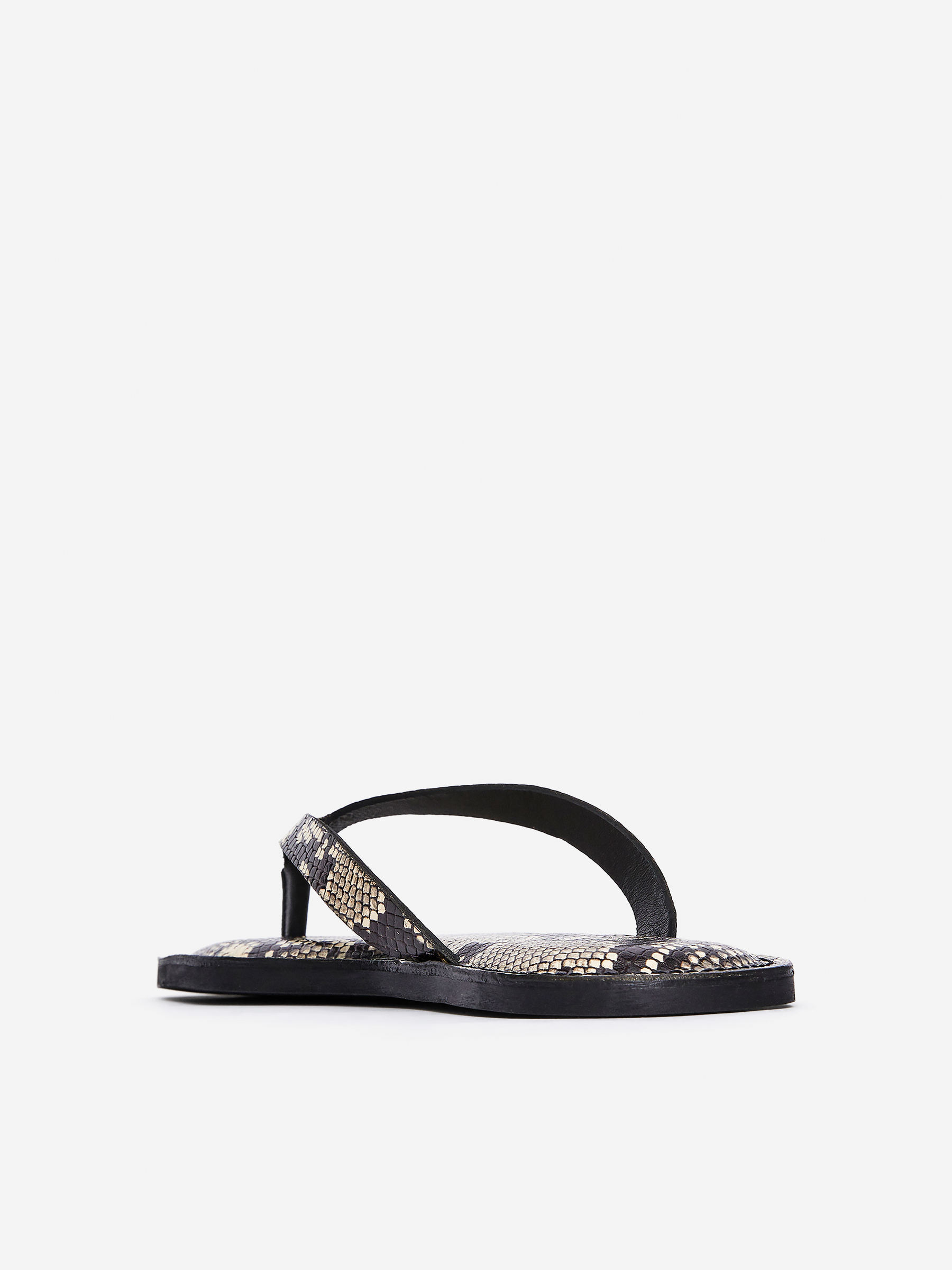 Leather Thong Sandals - Beige/Snake - Women - StillMedia/DescriptiveStillLife - 6