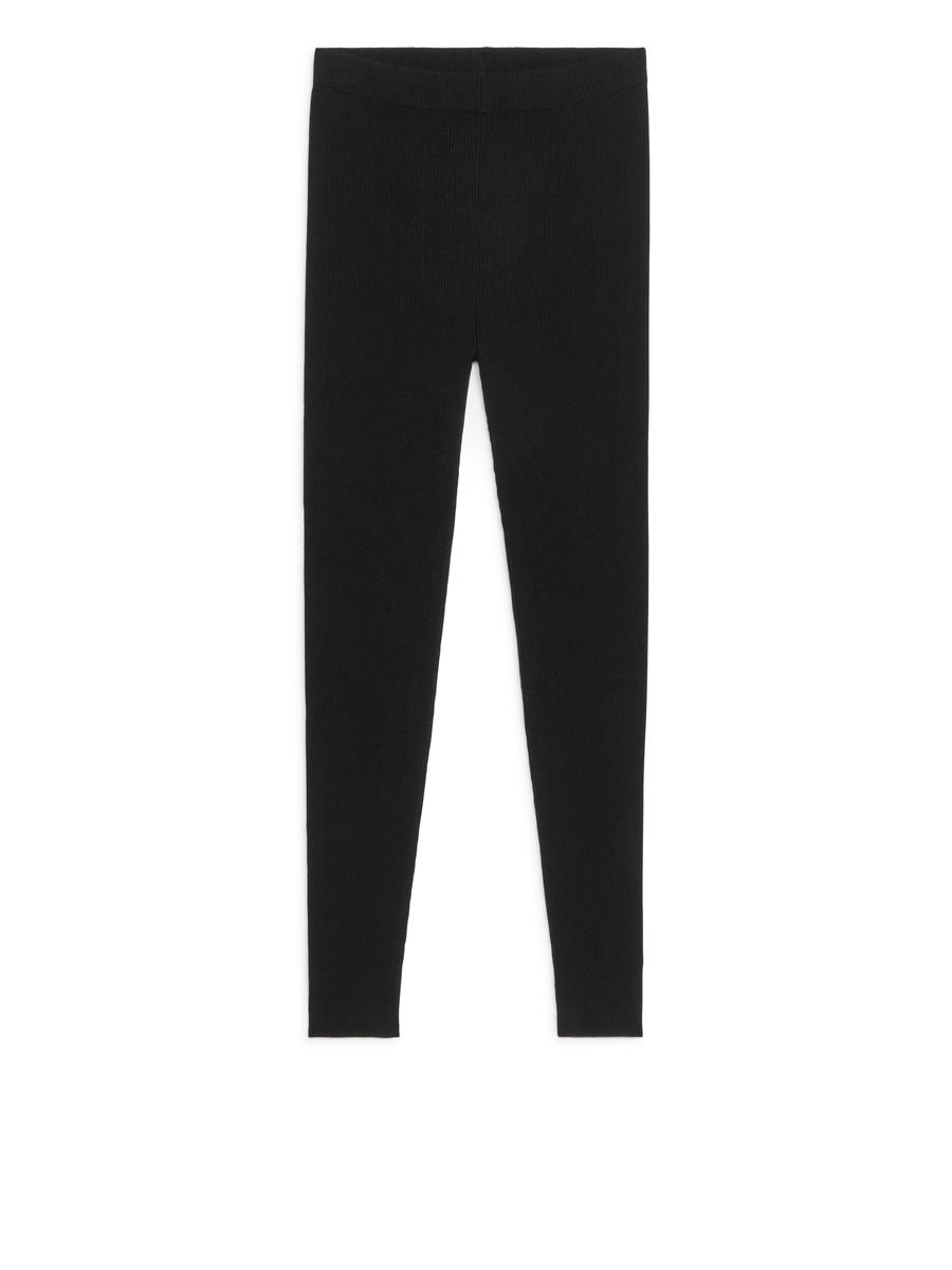 Gerippte Leggings aus Wollmischung - Schwarz - Slim Fit - Women - 1215467001