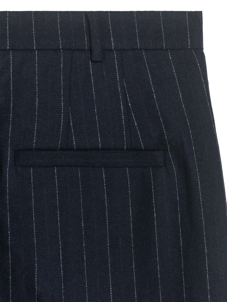 Wide Wool Blend Trousers - Navy/Pinstripe - Regular fit - Men - 1175427001