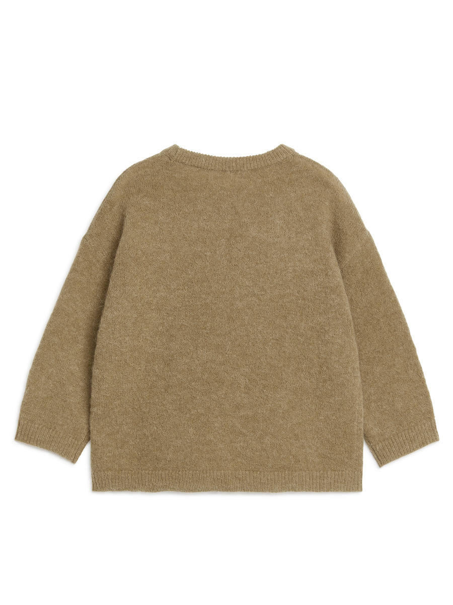 Alpaca-Wool Blend Jumper-#987E60-11278