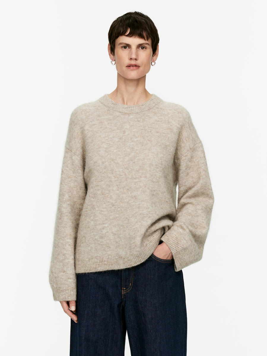 Alpaca-Wool Blend Jumper-#B3AB98-11209