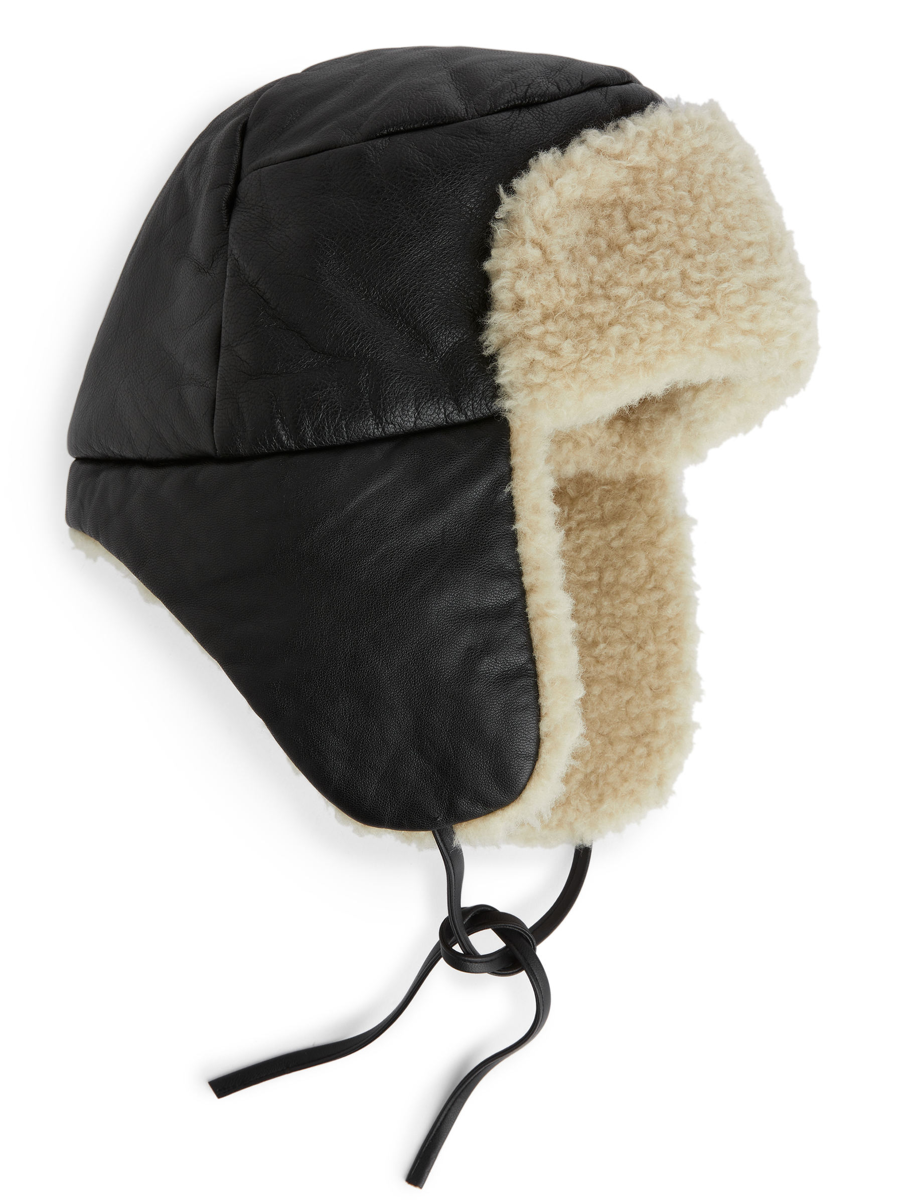 Cappello da trapper in pelle - Nero/Bianco sporco - Women - StillMedia/DescriptiveStillLife - 3