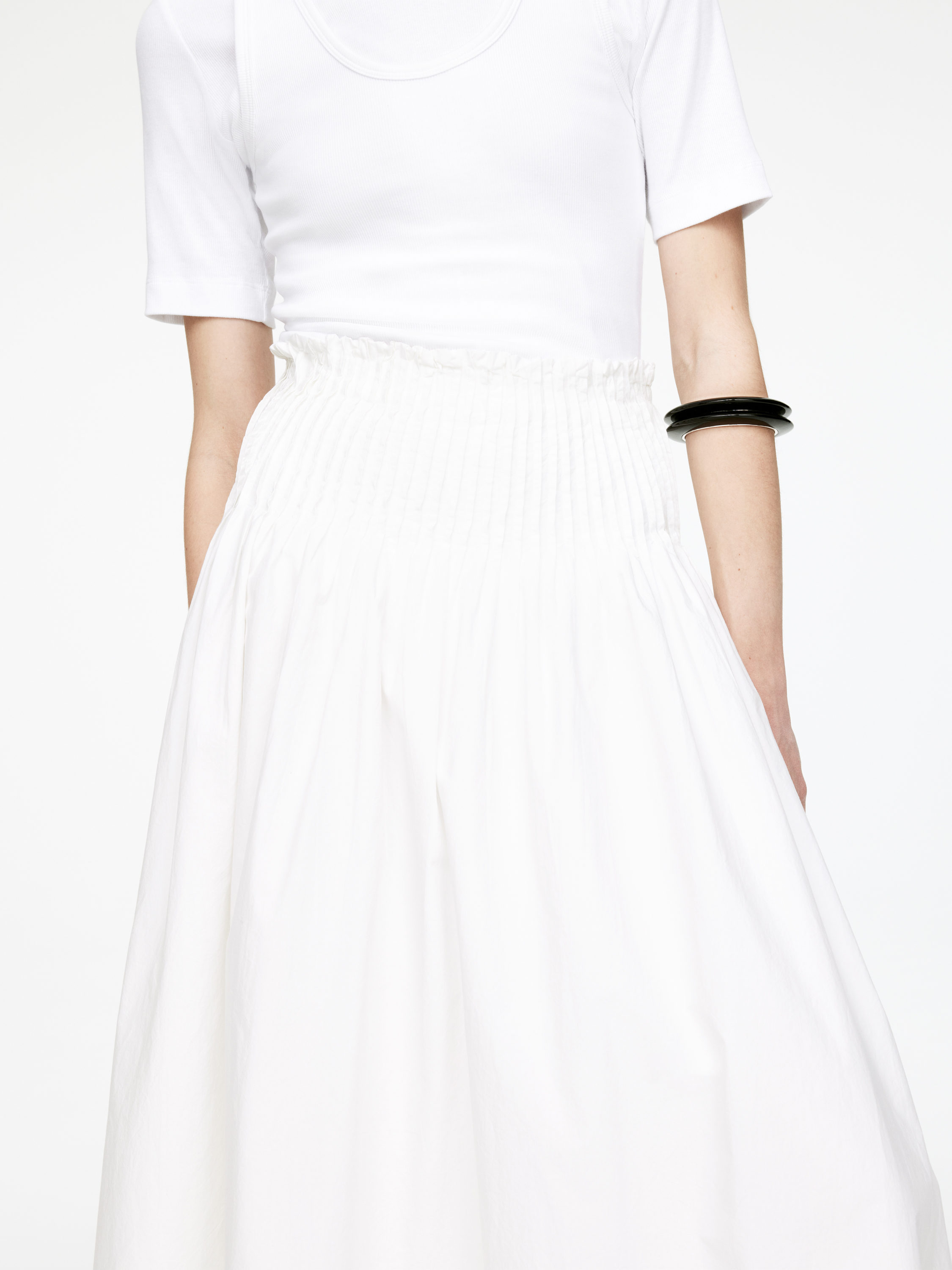 Pintuck Cotton Skirt – White – Women – ARKET WW