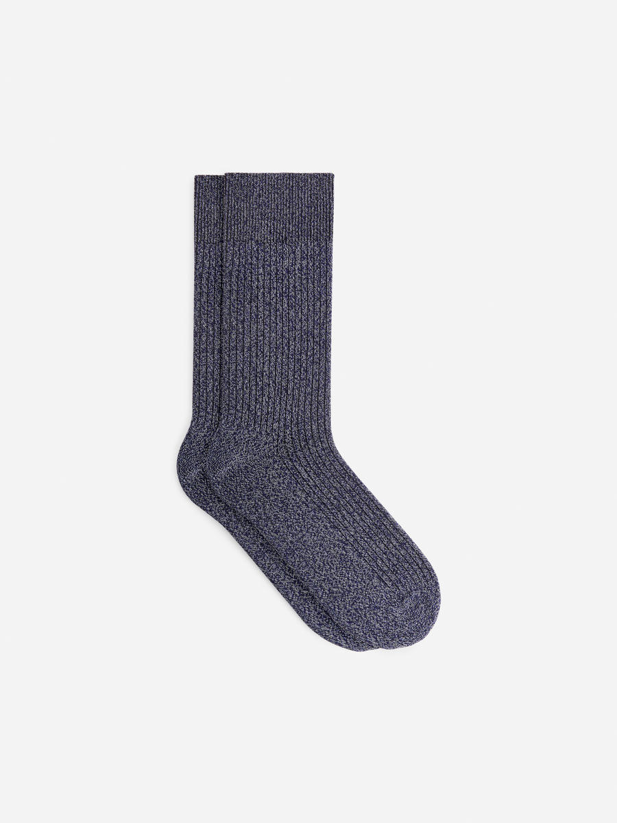 Chaussettes en coton supima côtelé-Bleu-9598