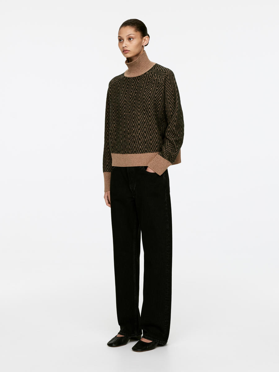 Jaquard-Knit Wool Jumper-#83786B-13191