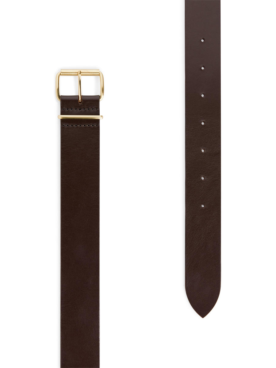 Wide Leather Belt-#443B33-12244