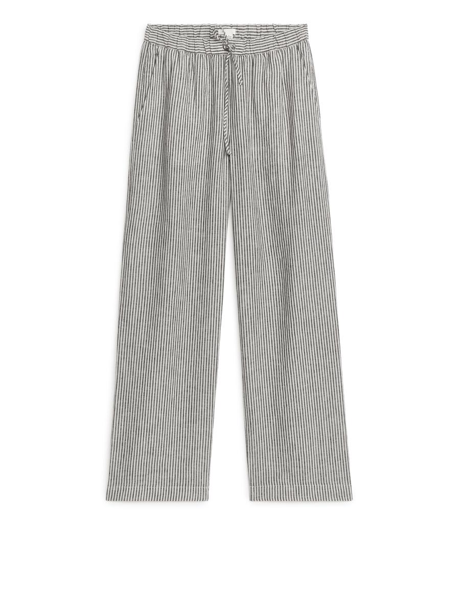 Linen Drawstring Trousers-#272628-1488