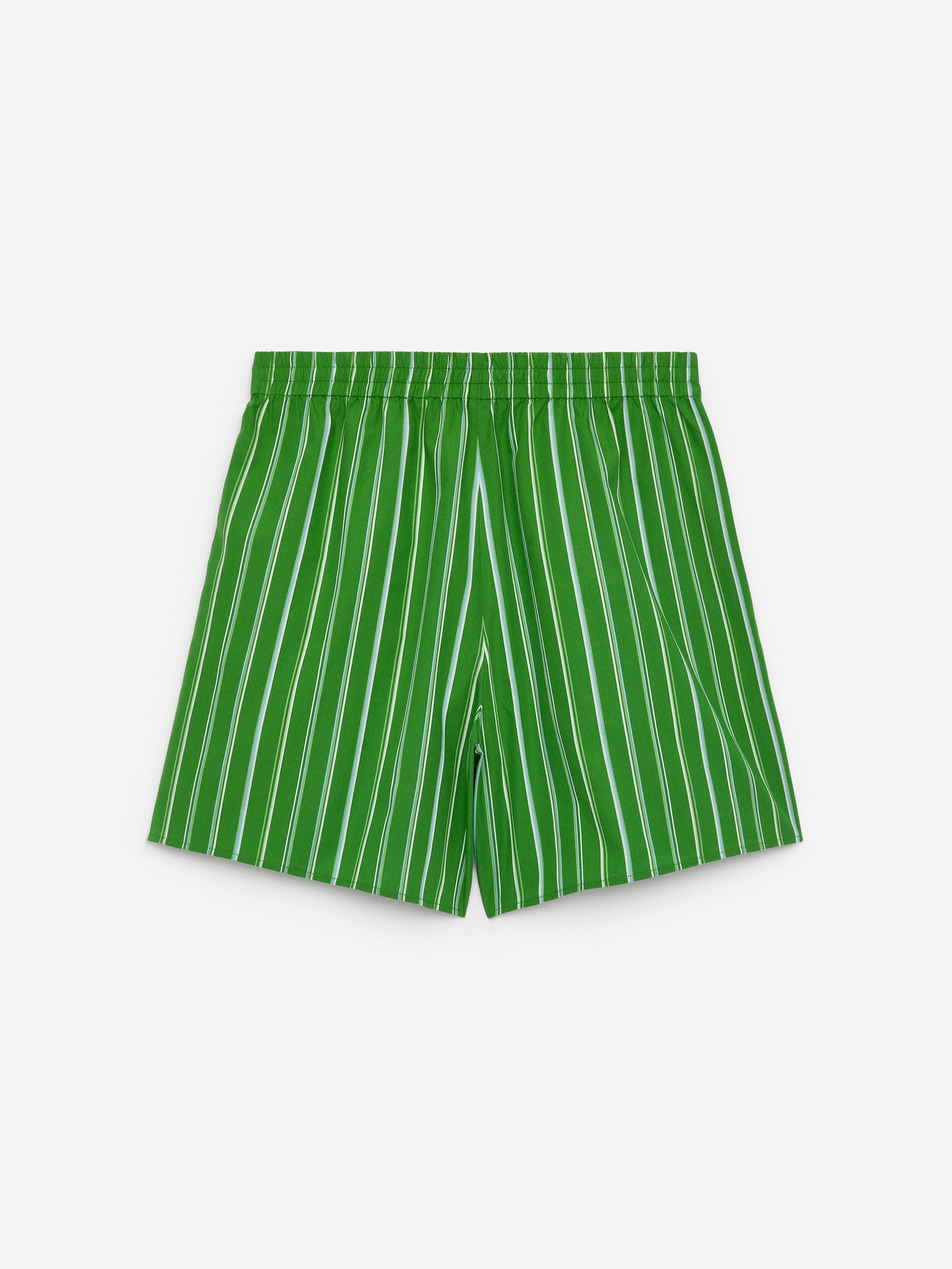 Relaxed Cotton Shorts - Green/Striped - Relaxed fit - Women - StillMedia/DescriptiveStillLife - 1