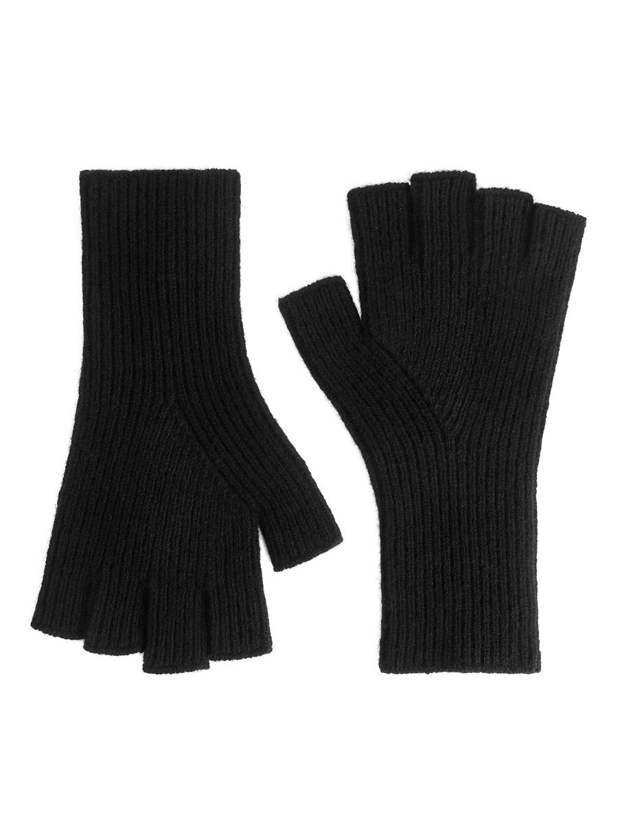 Fingerless Wool Gloves-#272628-12236