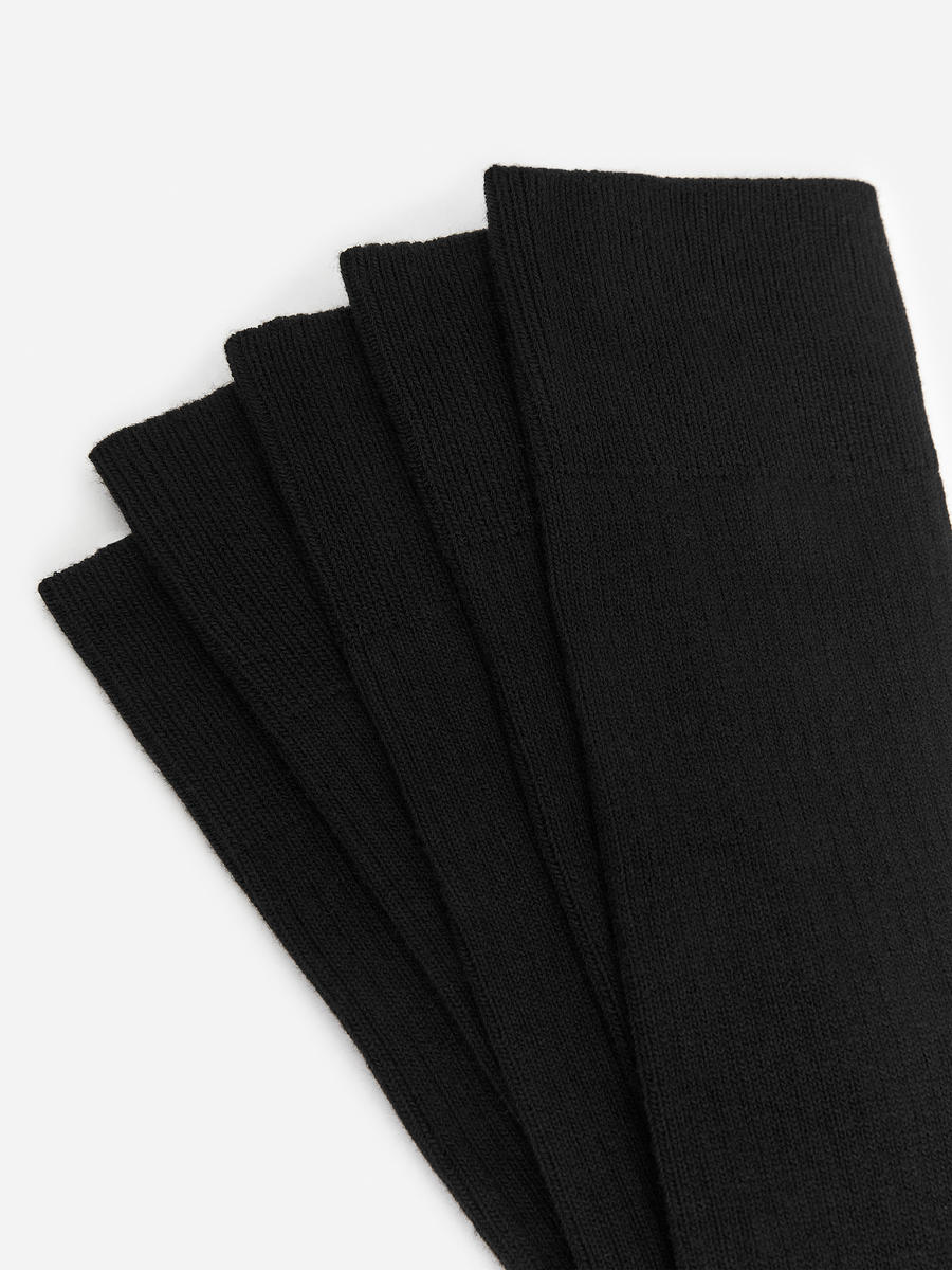 Supima Cotton Rib Socks 5 Pairs - Black - Men - 0984411001