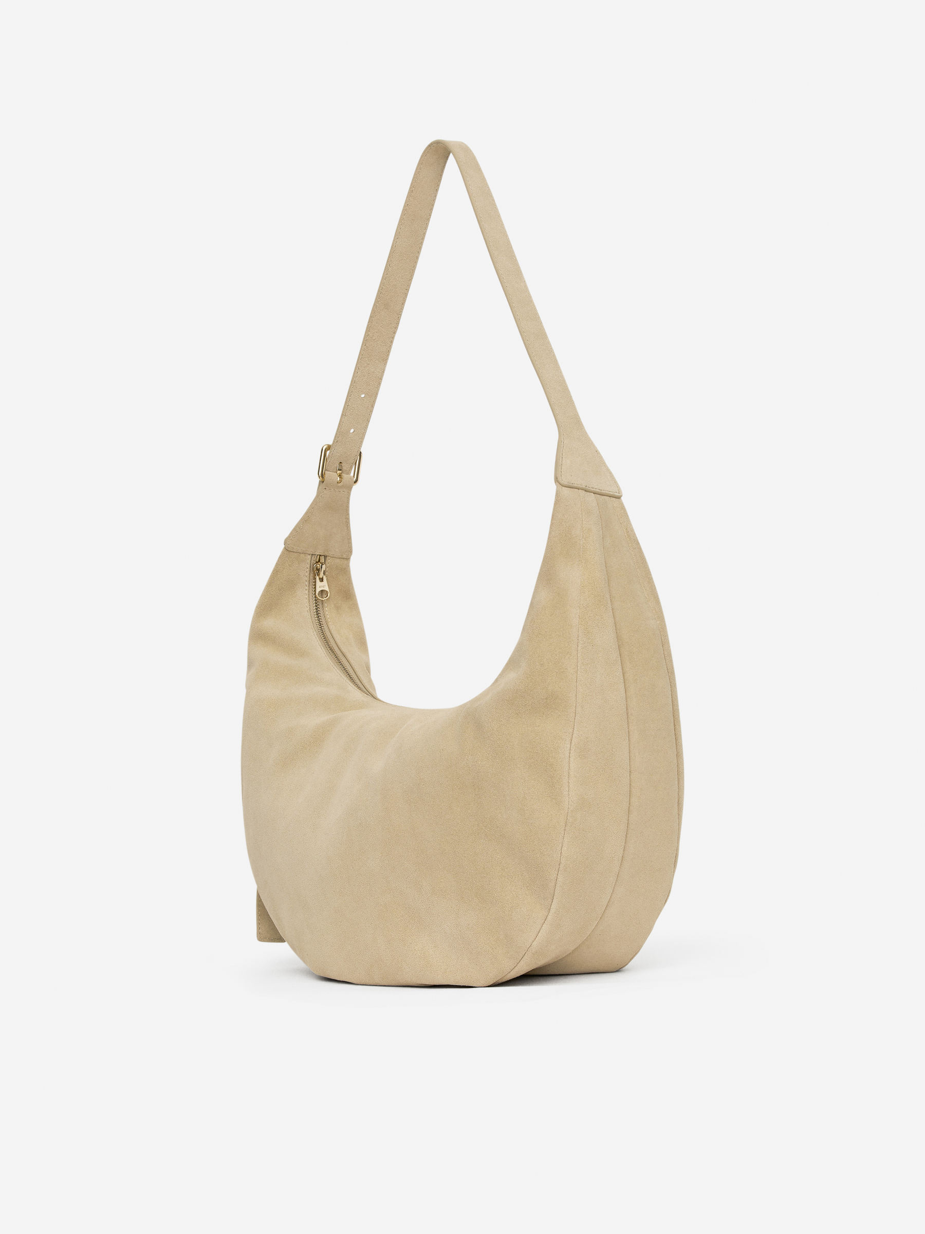 Curved Suede Bag - Beige - Women - StillMedia/DescriptiveStillLife - 1