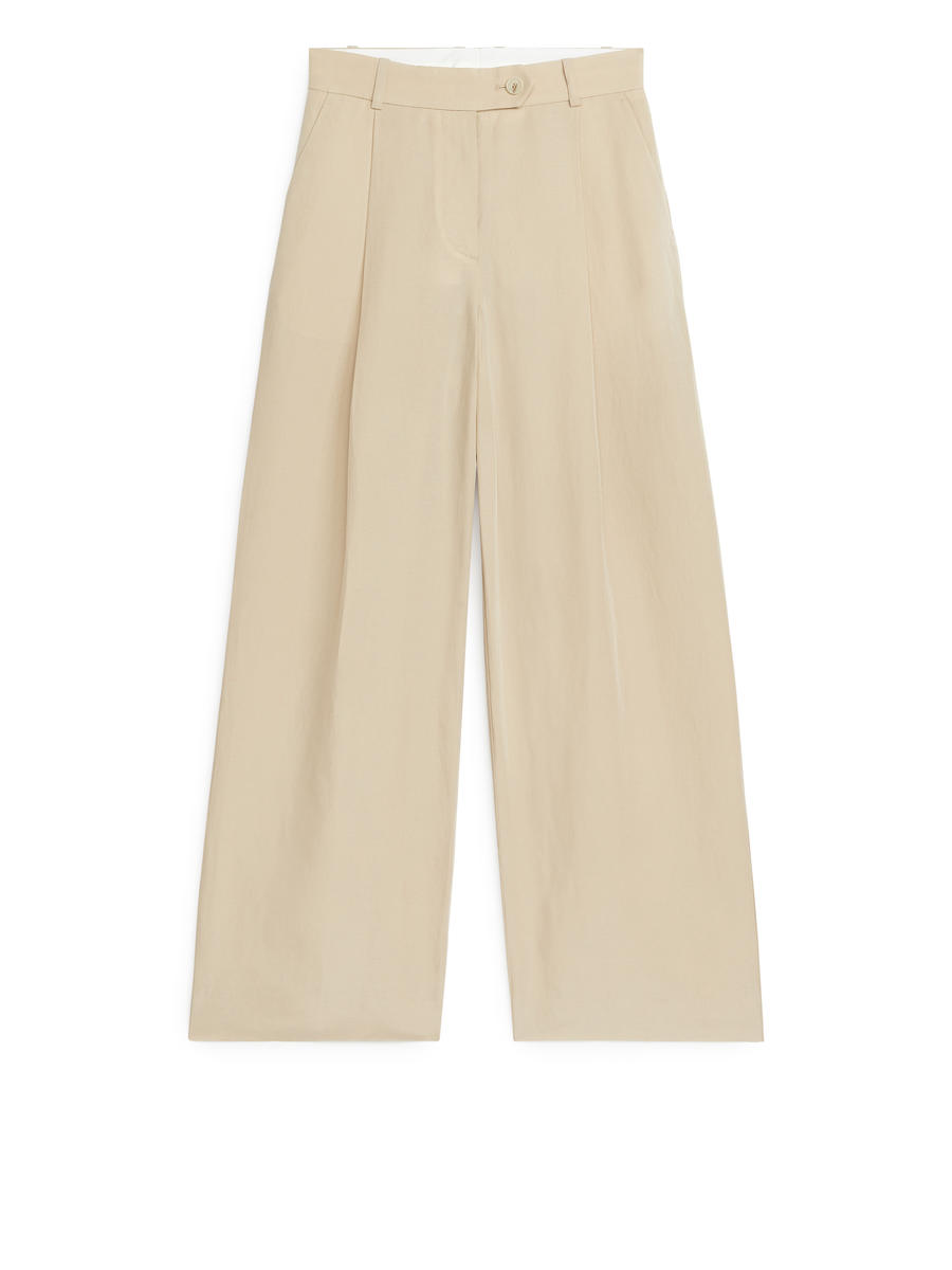 Lyocell Linen Trousers-#B7A990-5009