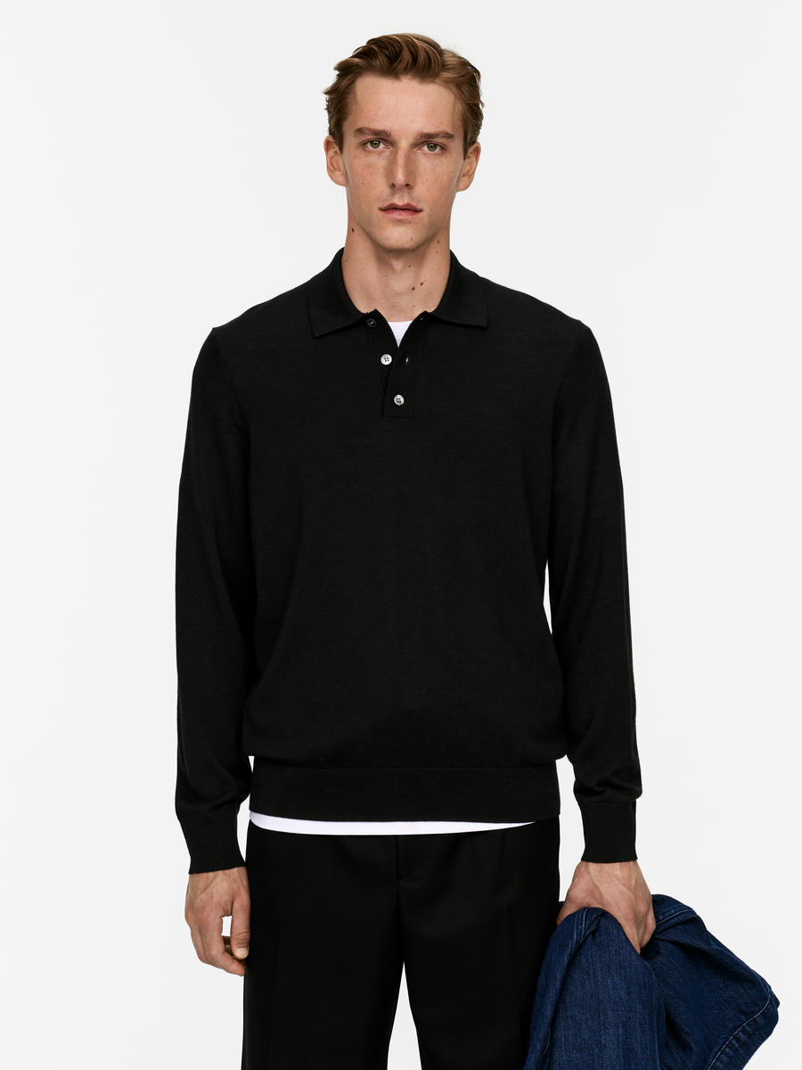 Merino Polo Jumper-#272628-9664