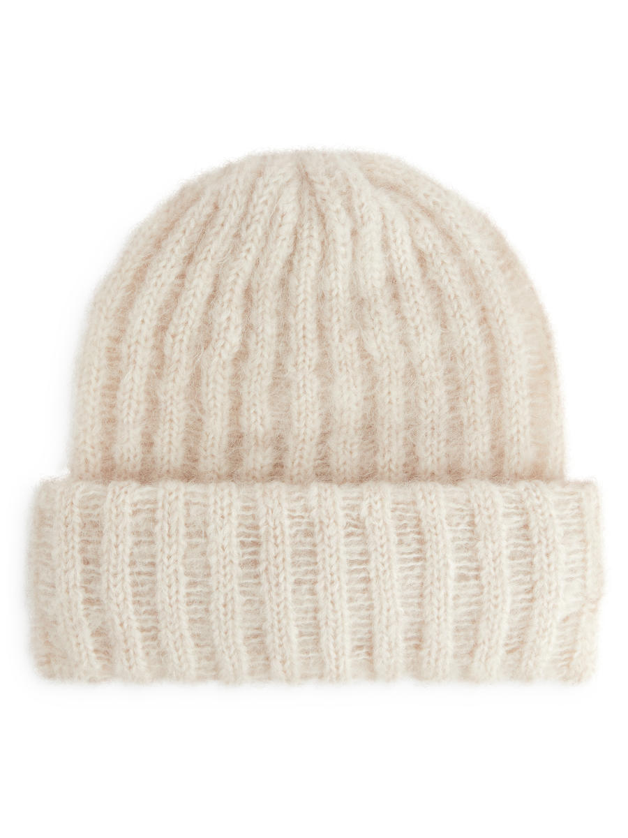 Beanie aus Wolle und Mohair-Beige-6217