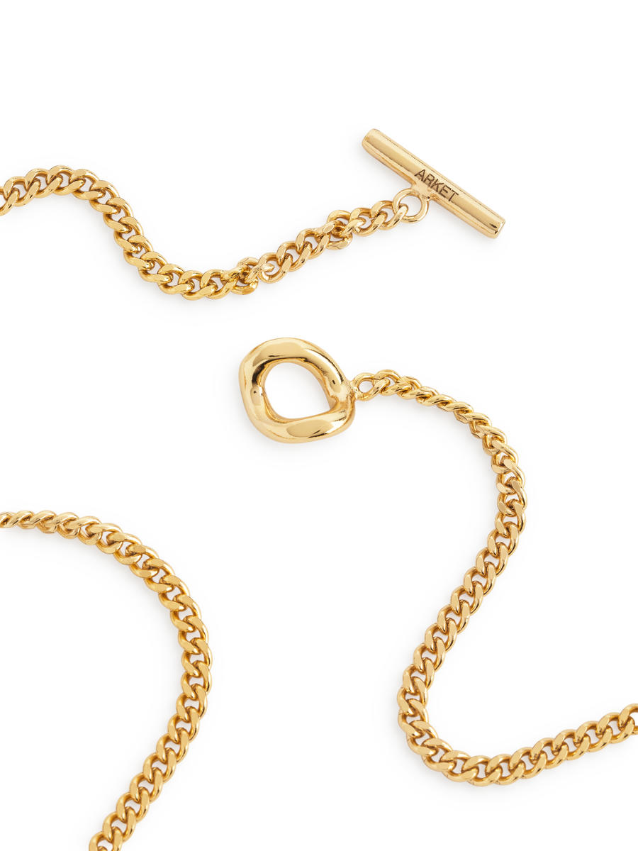 Gold-Plated T-Bar Necklace - Gold - Women - 1252089001