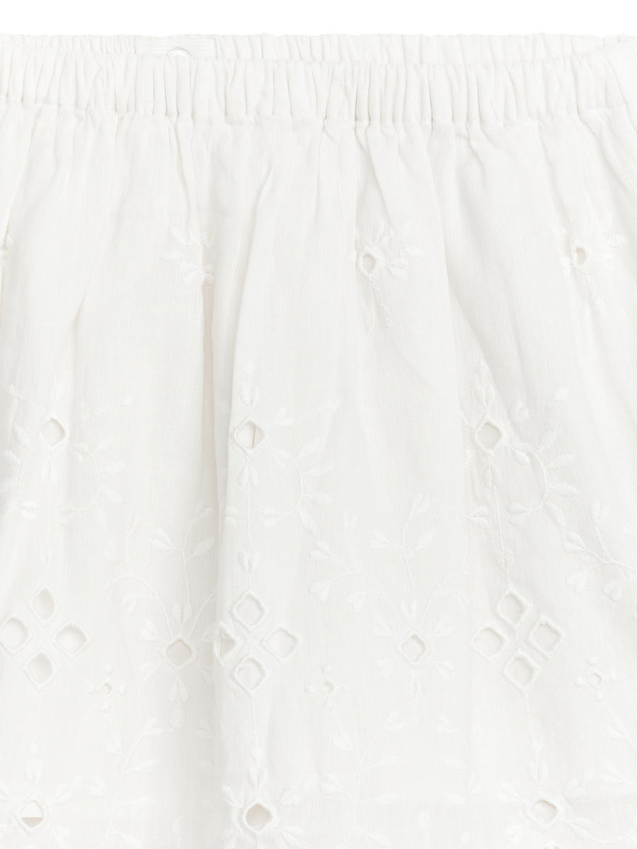 Broderie Anglaise Midi Skirt-#F4F3E9-4266