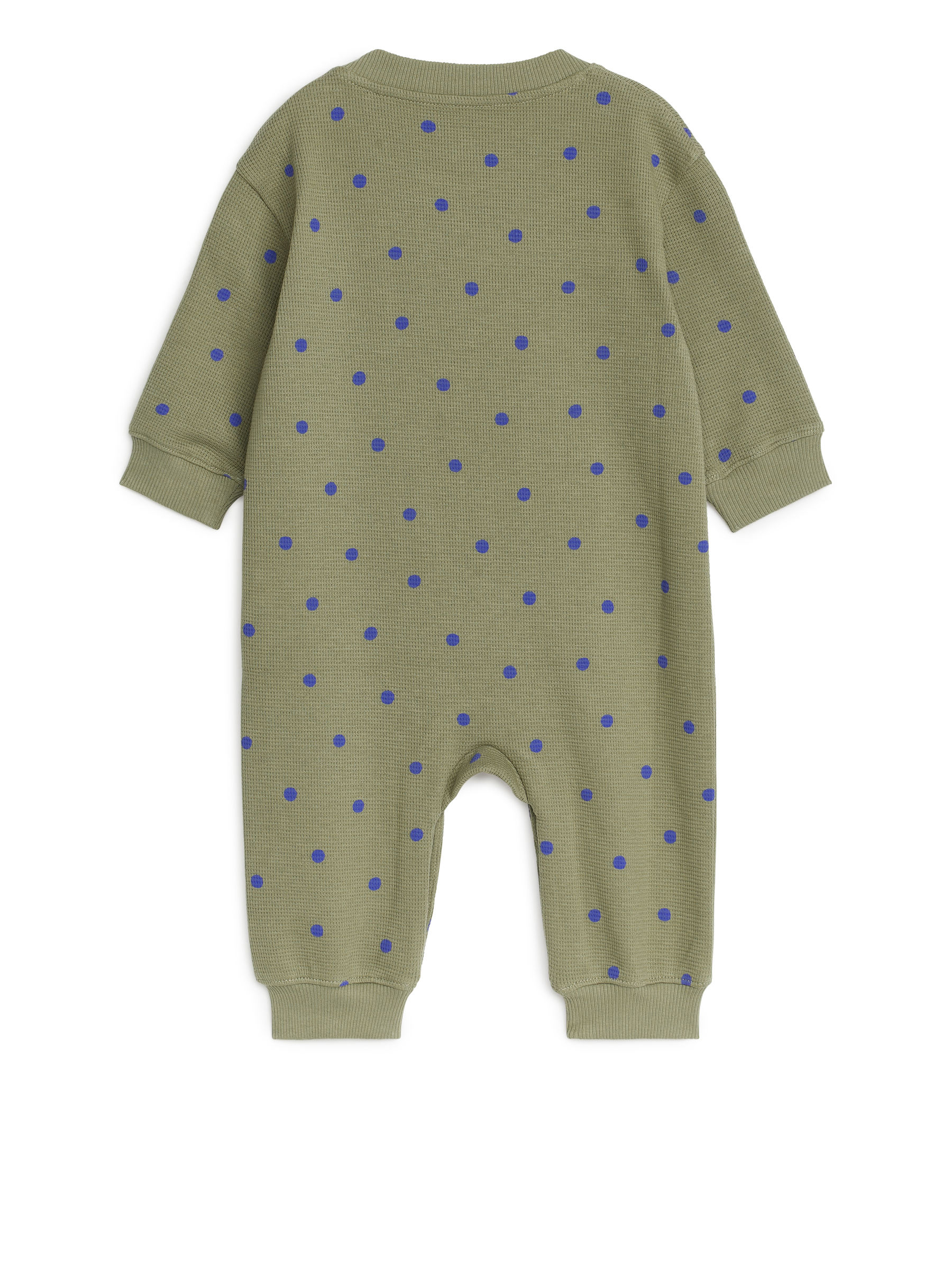 Waffle-Knit Cotton Overall - Khaki Green/Blue - Loose fit - Children - StillMedia/DescriptiveStillLife - 2