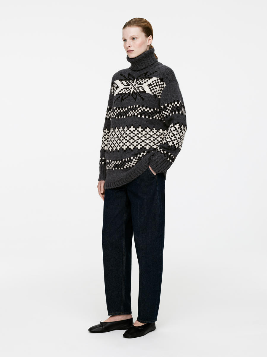 Wool-Alpaca Jacquard Jumper-#54585F-13729