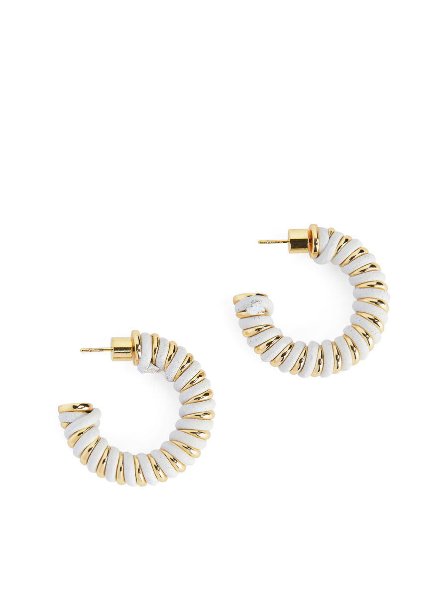 Twisted Hoop Earrings - Gold/White - Women - 1243424001