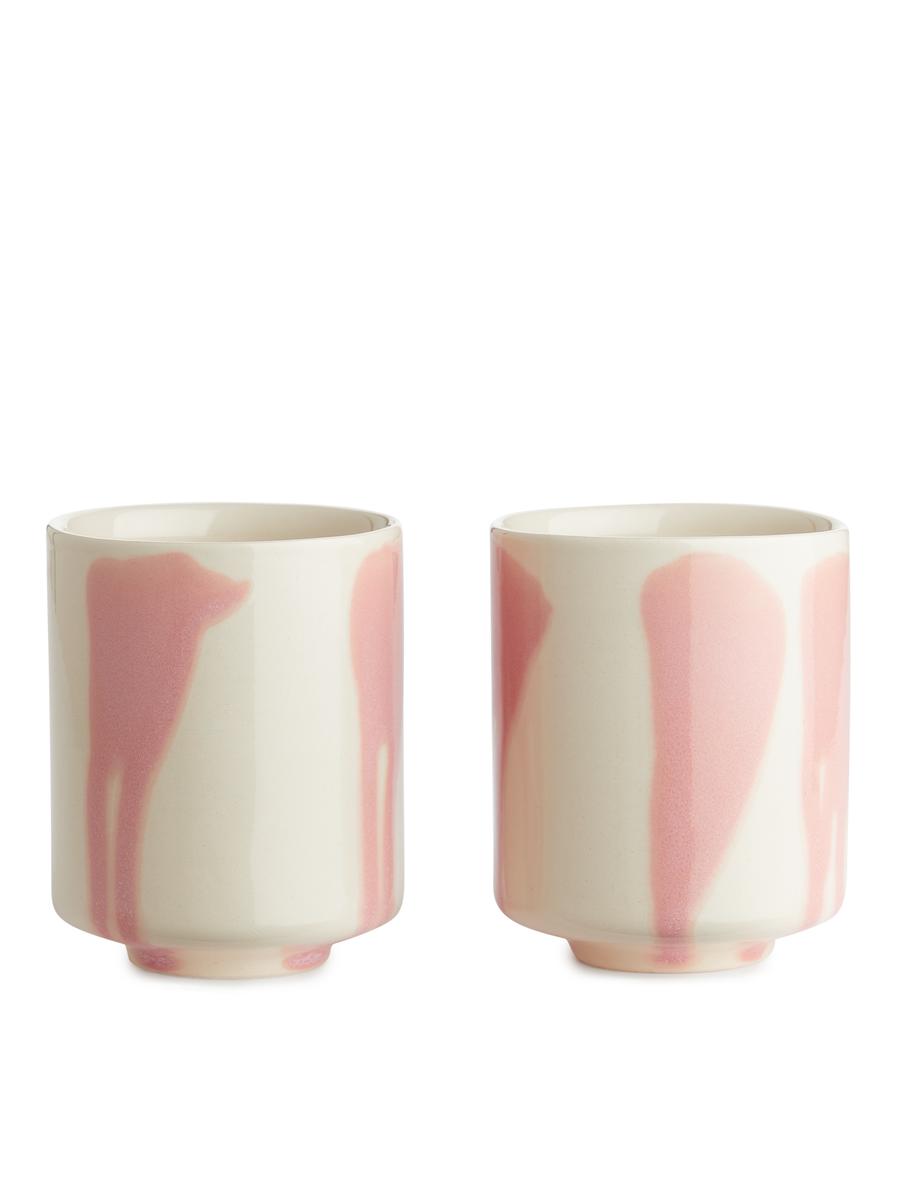 Stoneware Cups Set of 2-#F0D7DD-3162