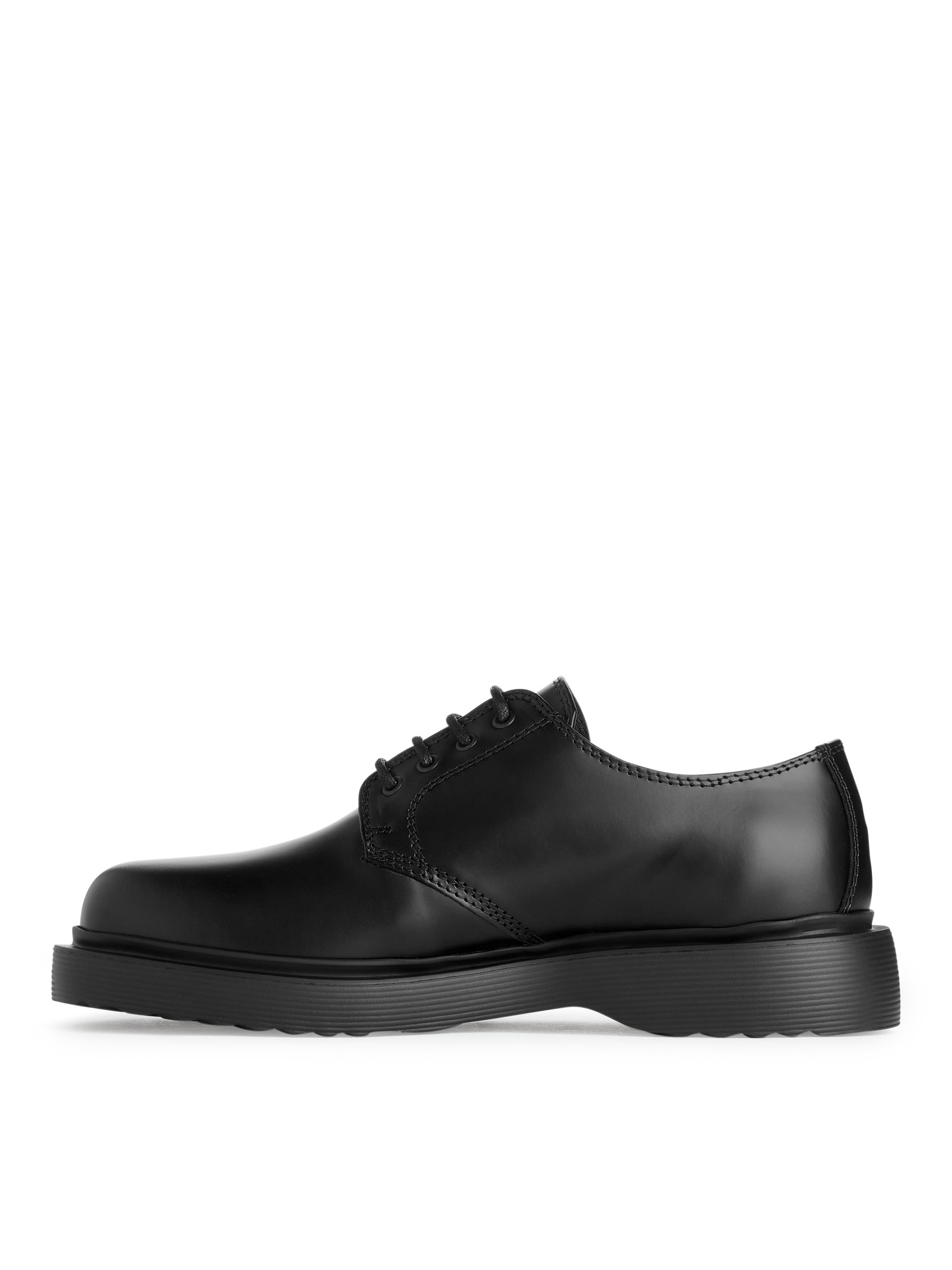 Chunky Leather Derby Shoes-#272628-3953