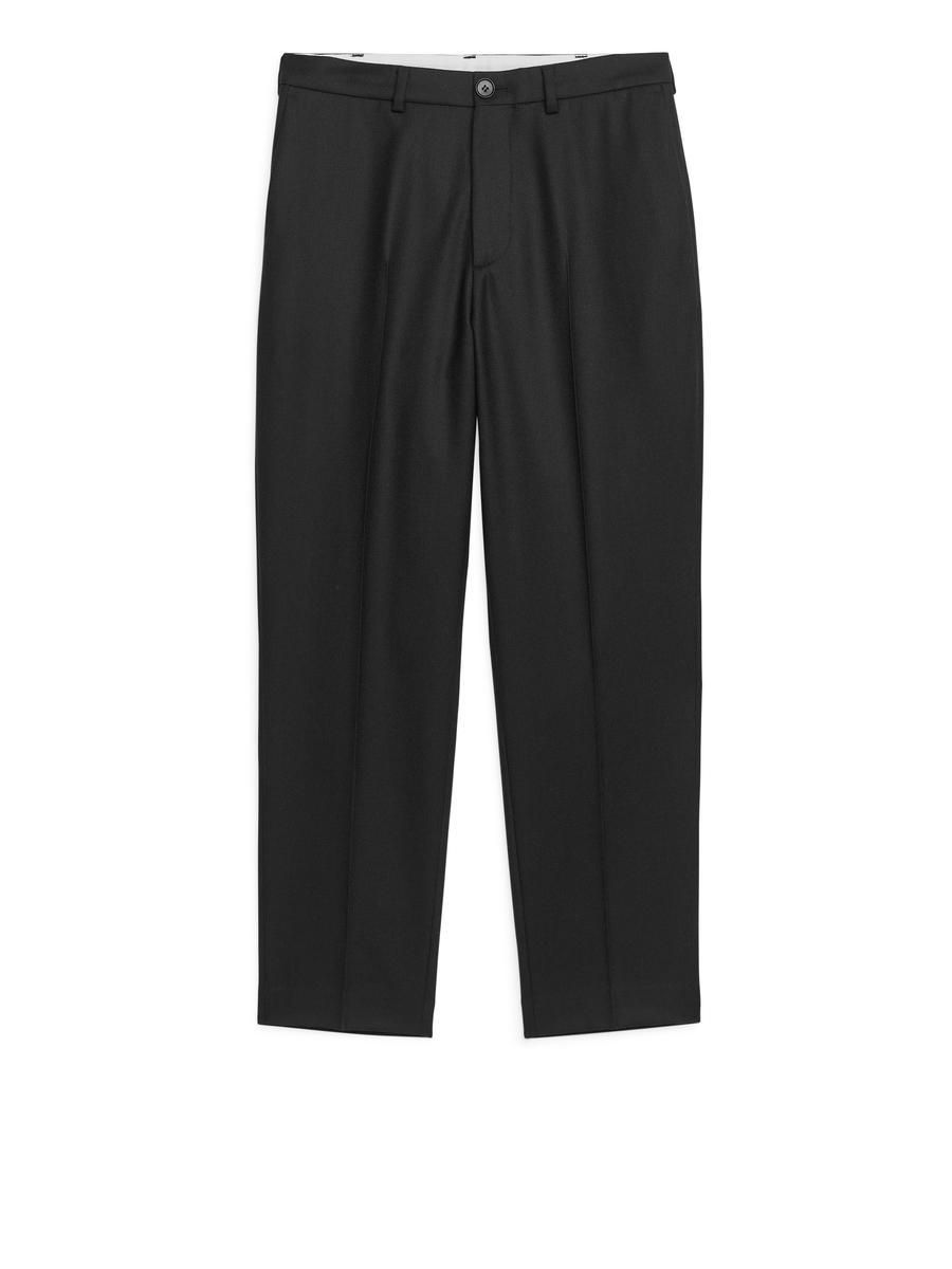 Pantalon court fuselé en laine-#272628-957