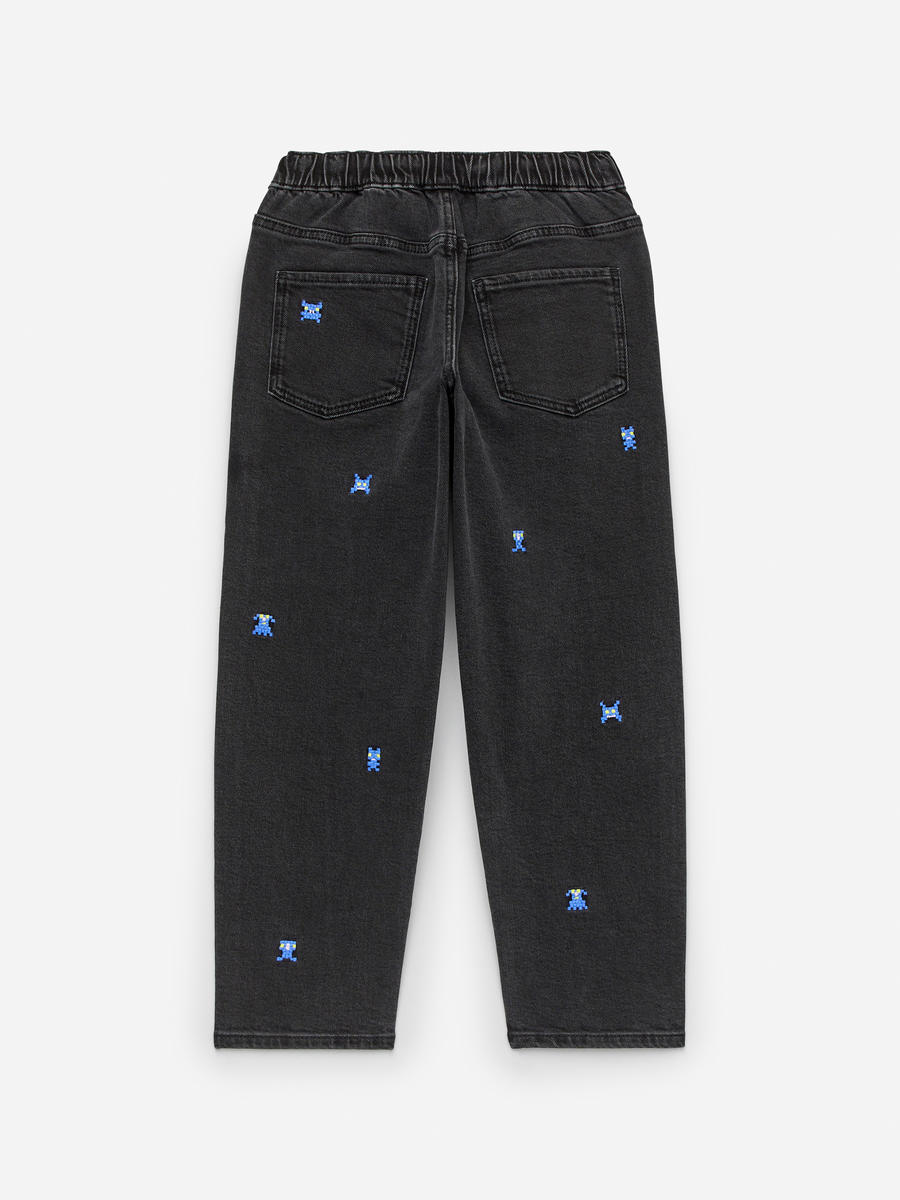 Embroidered Denim Trousers-#29282D-13790