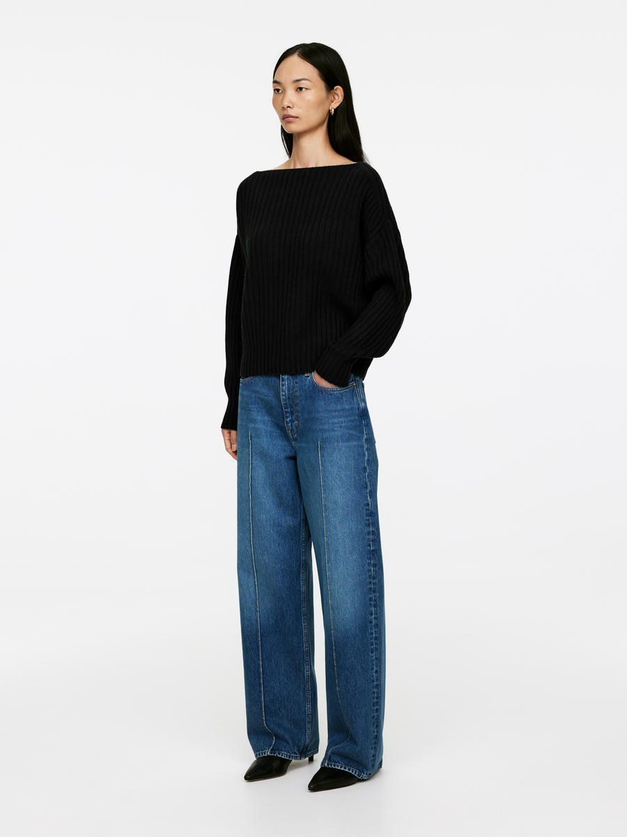 Rib Wool Jumper-#272628-7398