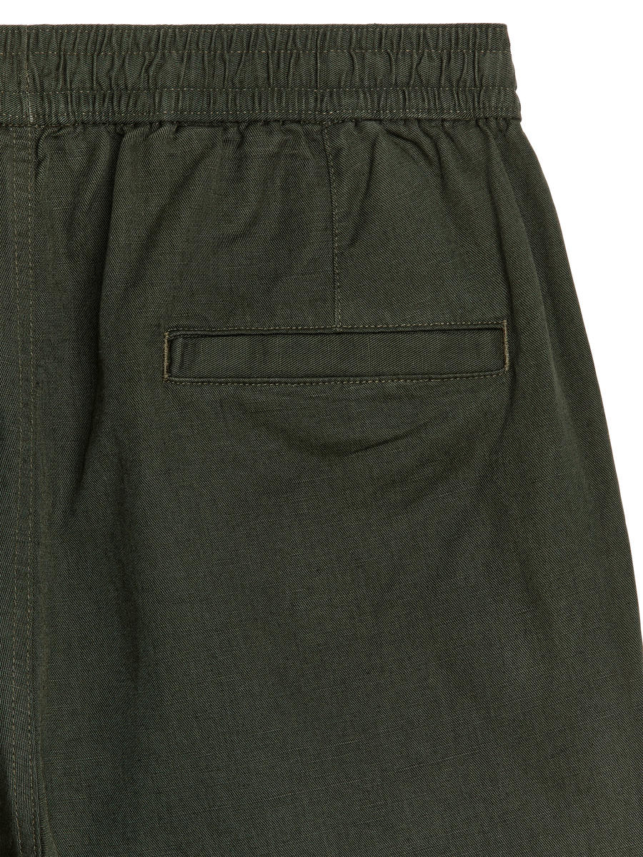 Baumwoll-Leinen-Shorts mit Schnürung-#30302A-1480