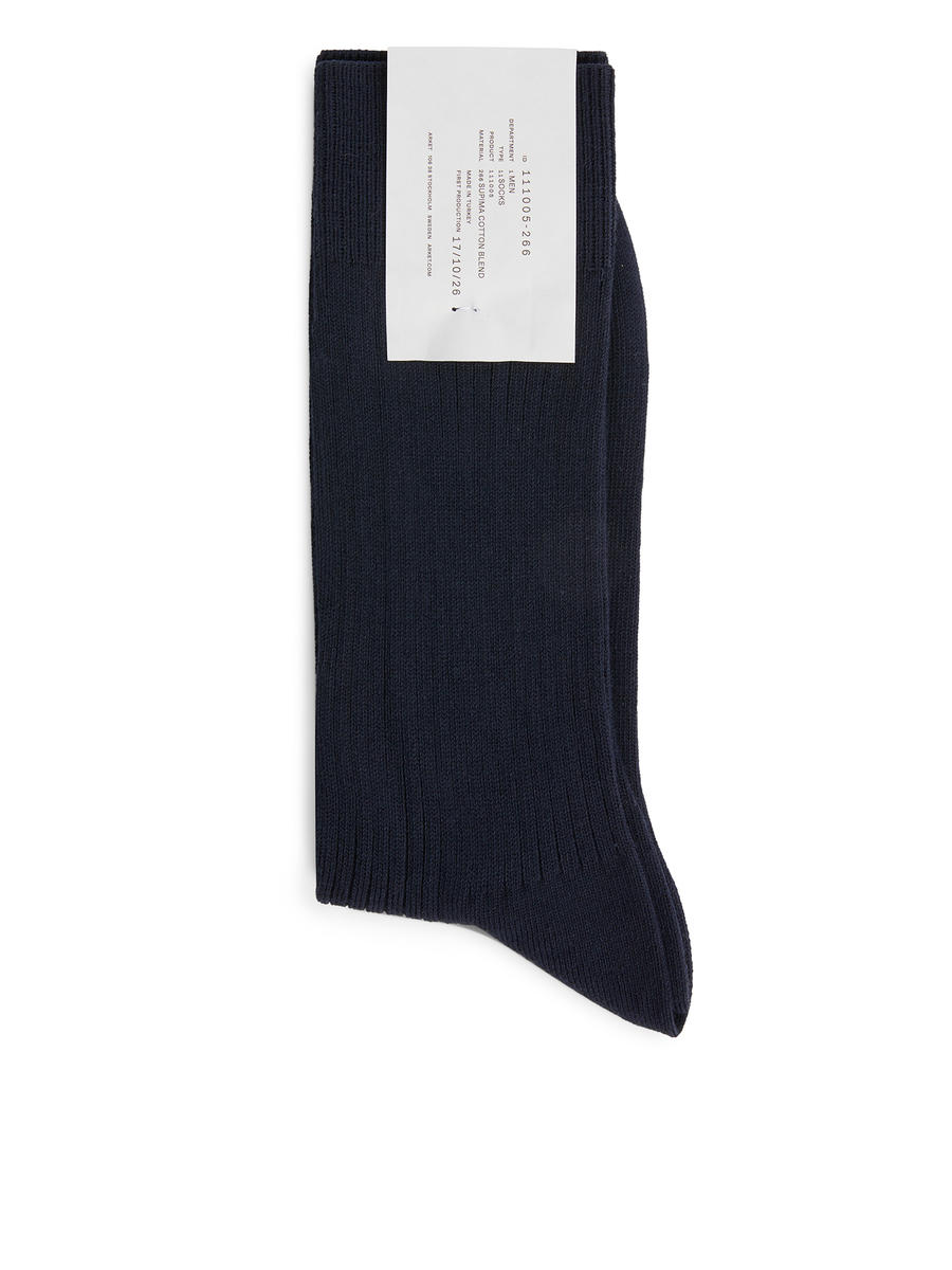 Gerippte Socken aus Supima-Baumwolle-#4C5164-10011