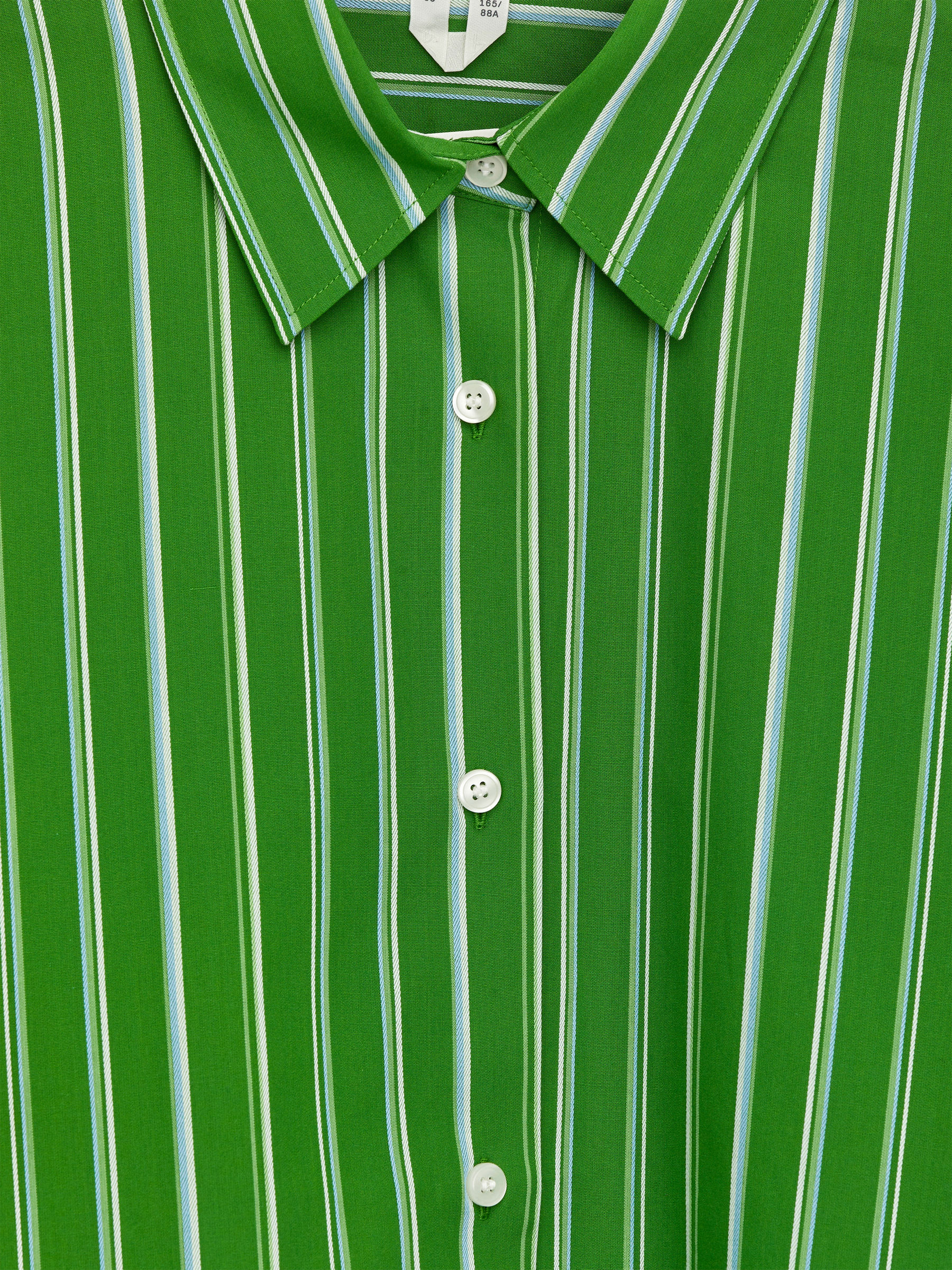 Relaxed Poplin Shirt - Green/Striped - Loose fit - Women - StillMedia/DescriptiveDetail - 1