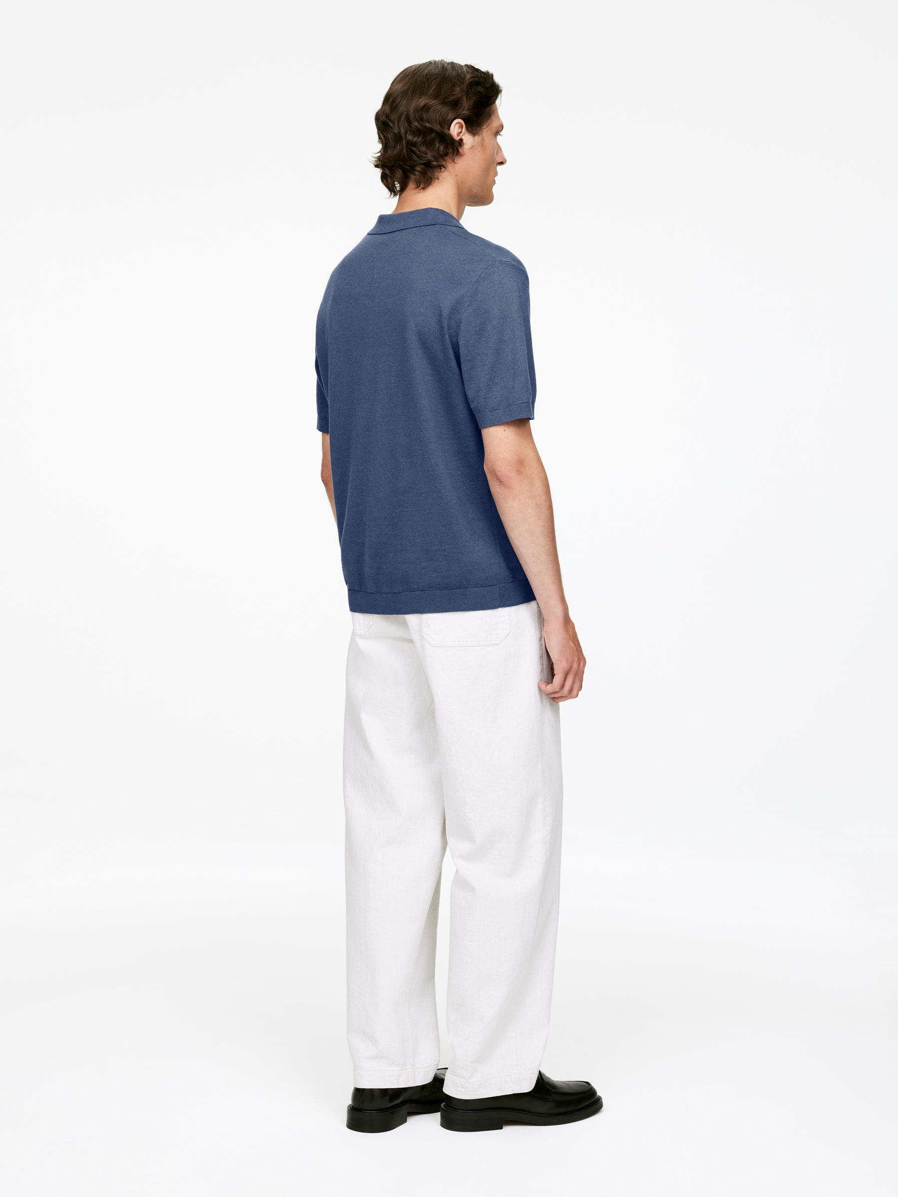 Cotton Linen Polo Shirt - Dark Blue - Regular fit - Men - StillMedia/Lookbook - 5