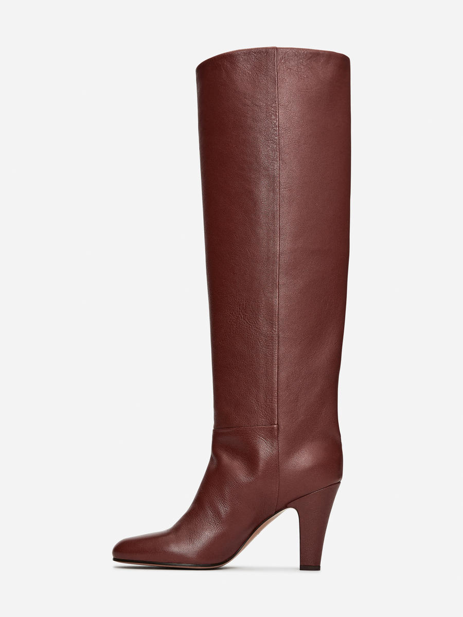 Knee-High Leather Boots-#8D533A-13012