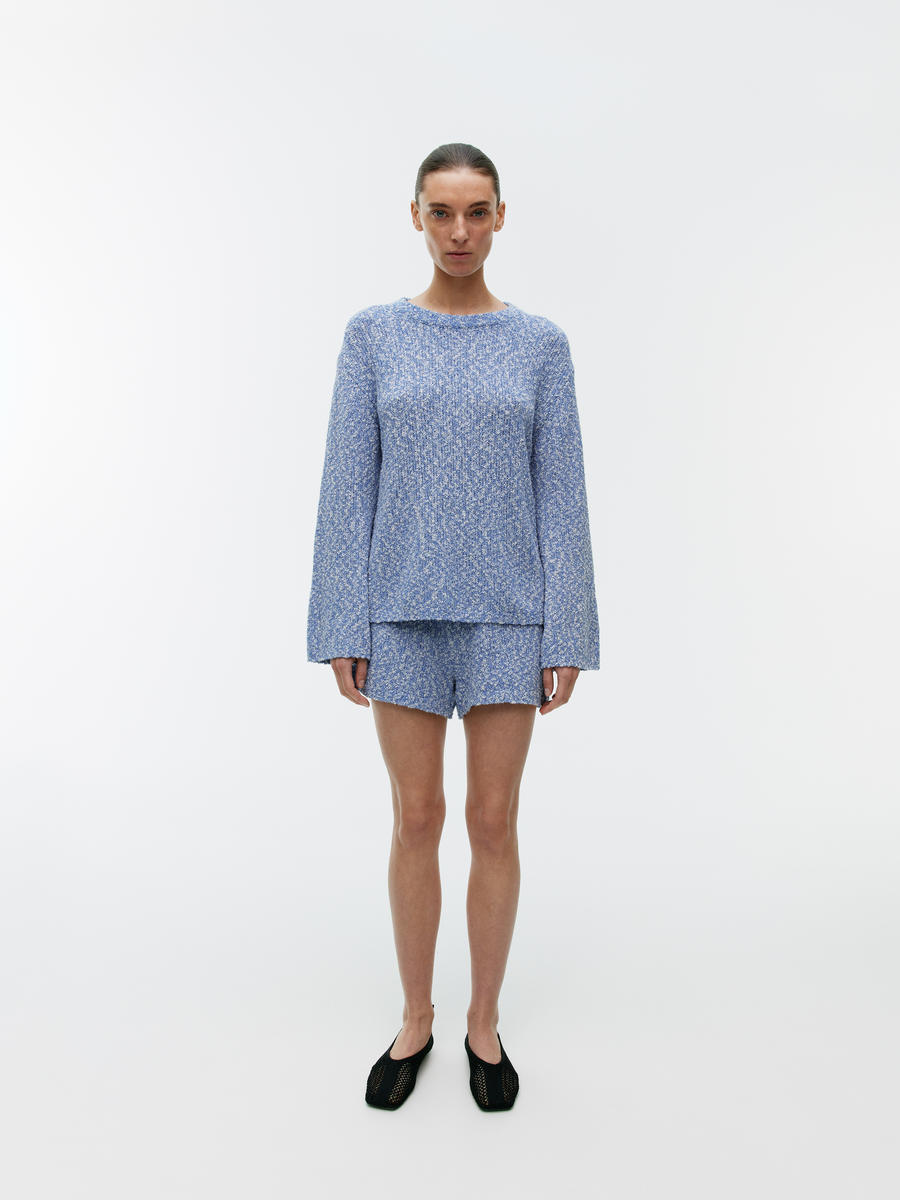 Open-Knit Jumper - Blue Melange - Regular fit - Women - 1236735001