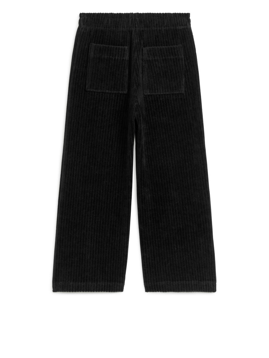 Rib Velvet Trousers-Black-5624