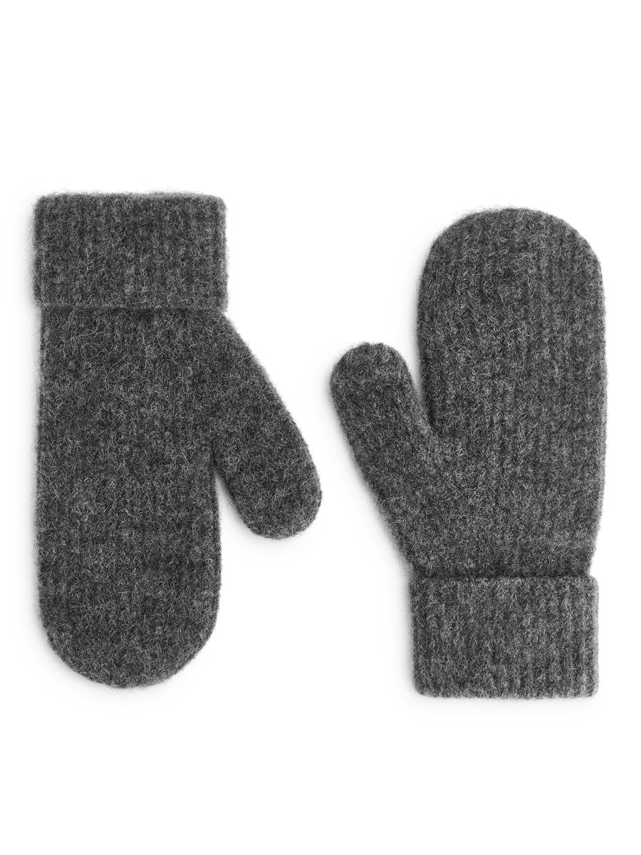 Wool-Alpaca Blend Mittens-#666B75-12921