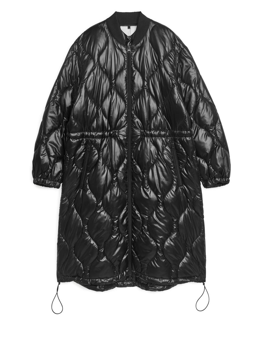 Shiny Quilted Parka-#272628-1482