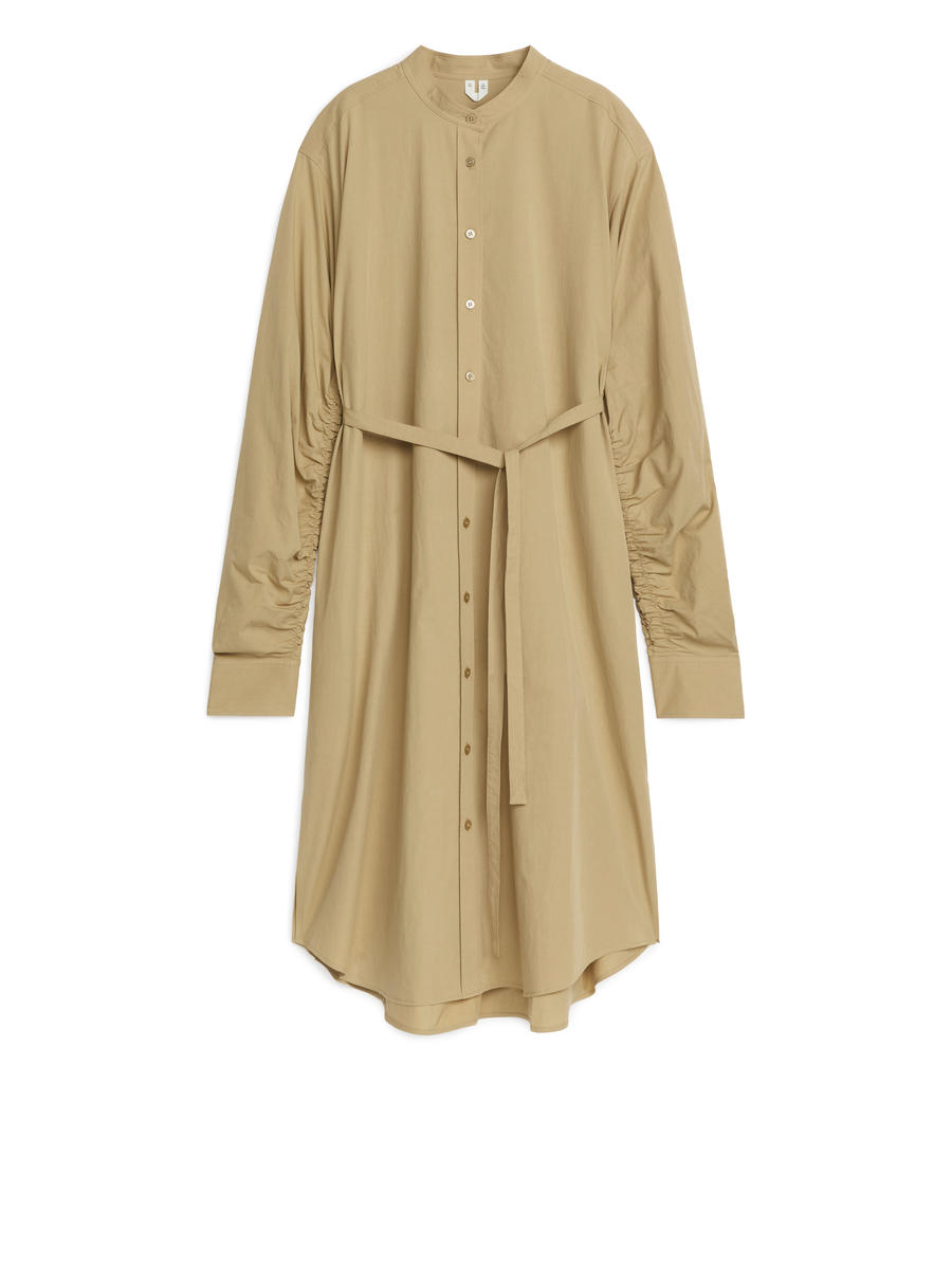 Puff-Sleeve Midi Dress - Beige - Regular fit - Women - 1224873001