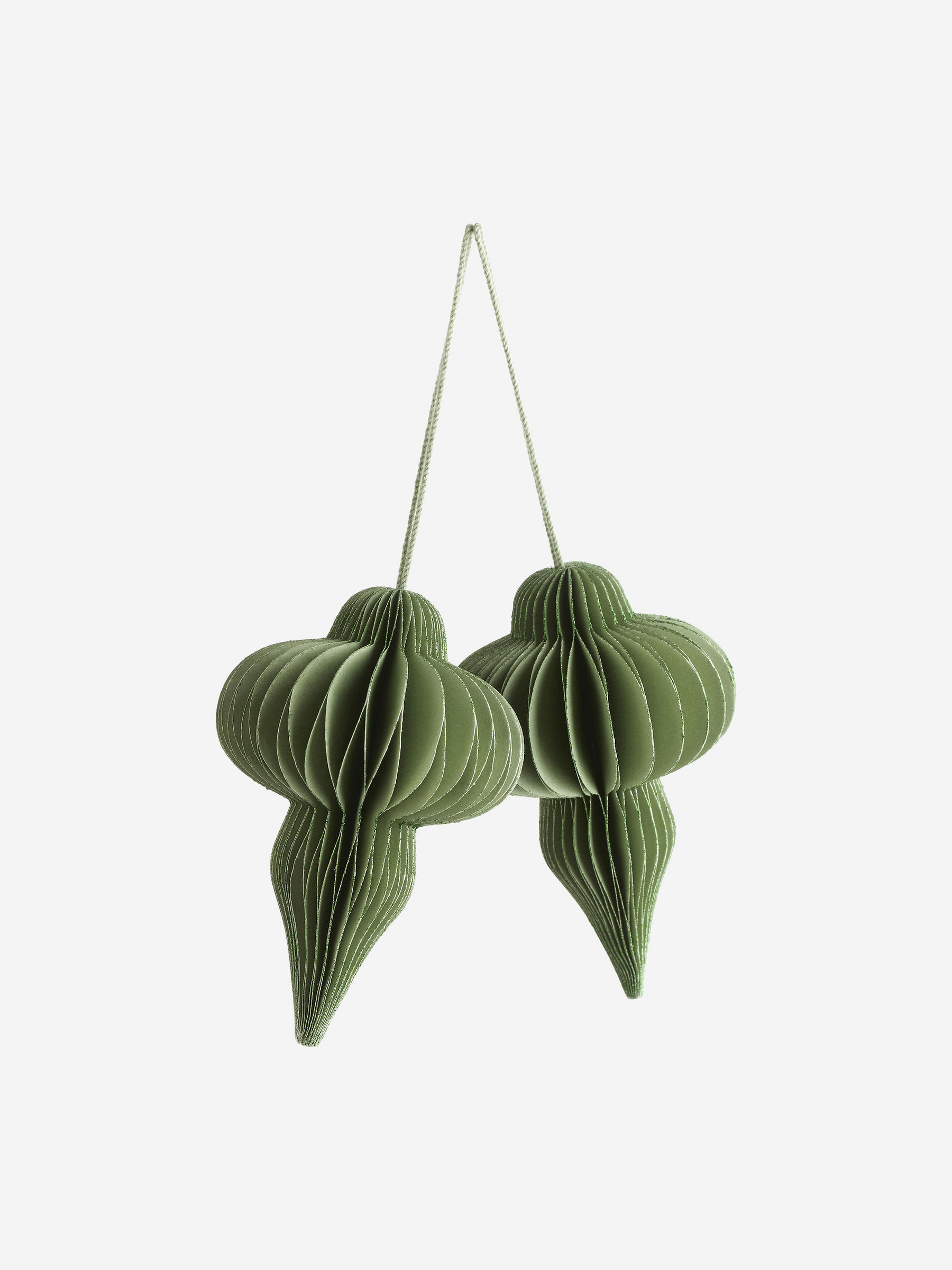 Honeycomb Ornaments Set of 2 - Green/Glitter - Homeware - StillMedia/DescriptiveStillLife - 1