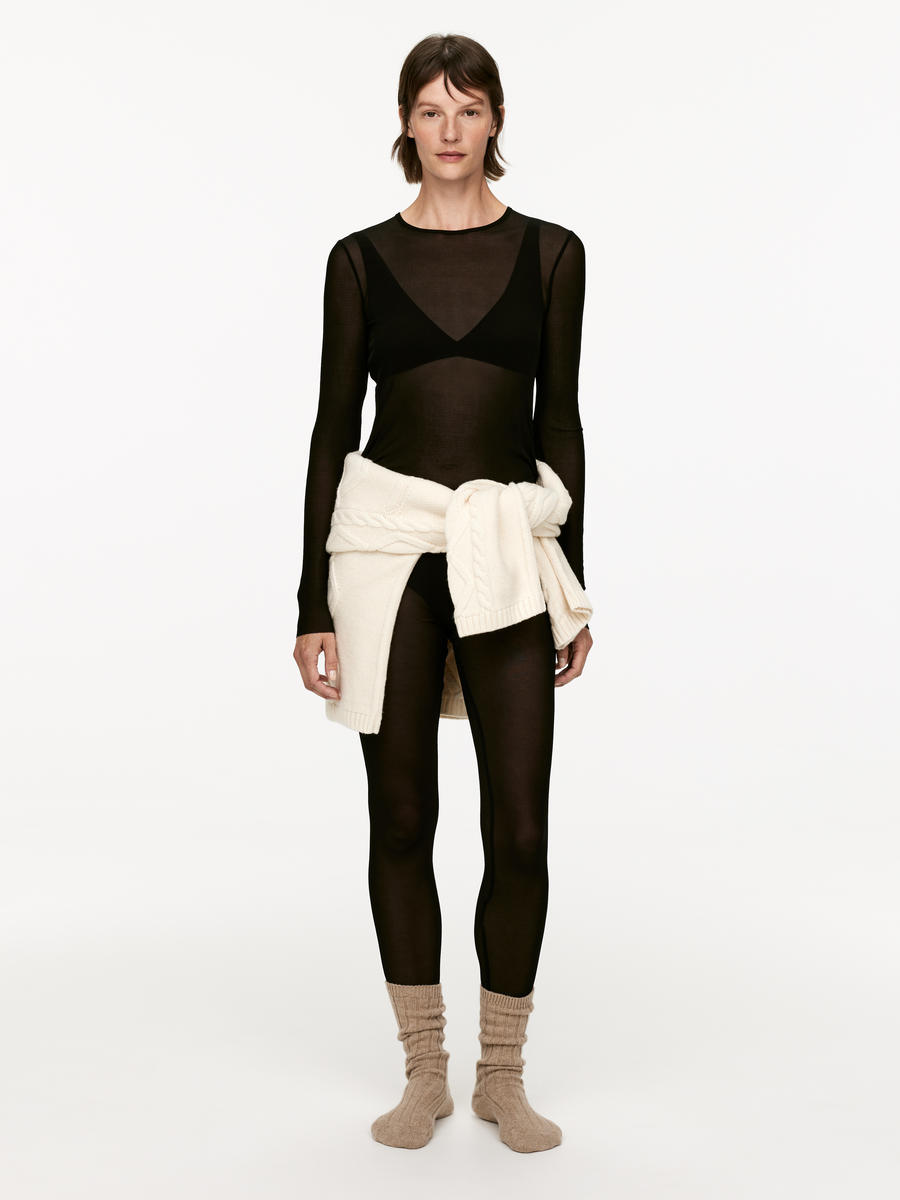 Silk Rib Leggings - Black - Women - 1251988001